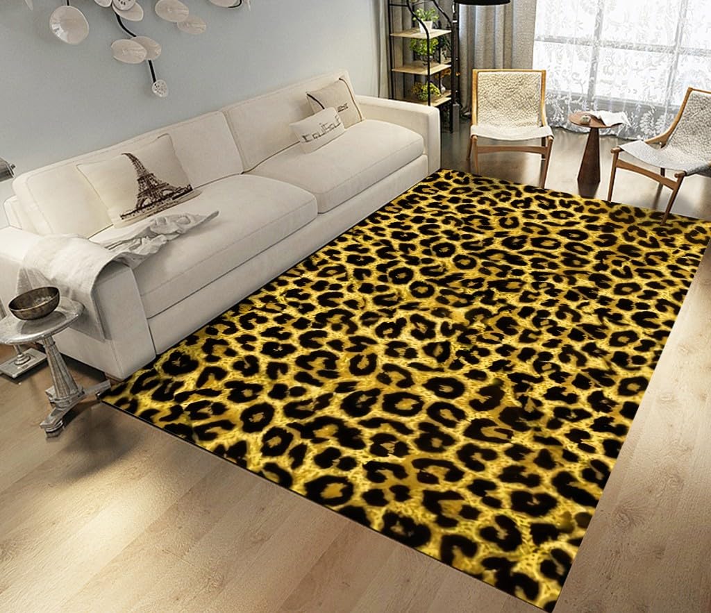 Amazon.com: Black Green Leopard Area Rug, 6x8ft, Modern Wild