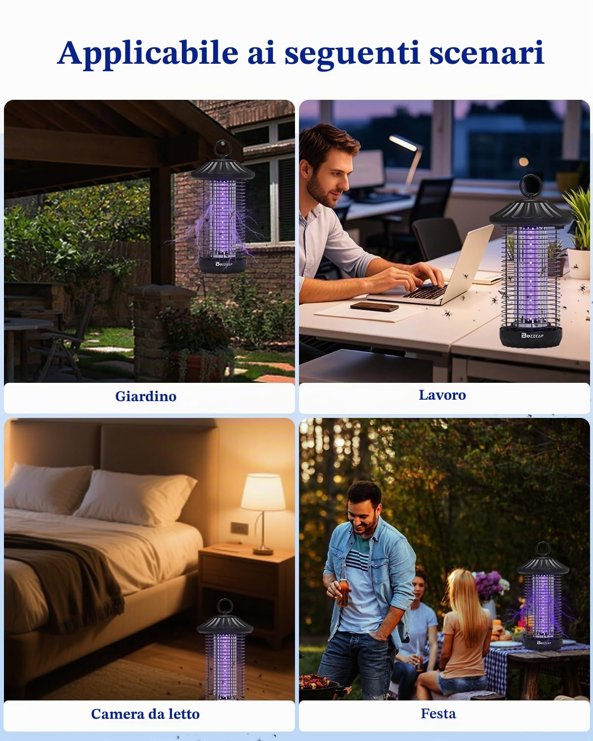 Lampada Antizanzare, 3800V UV Lampada Antizanzare Elettrica, IPX4 Impermeabile Lampada Antizanzare Da Esterno Per Interni ed Esterni, Contro Zanzare, Mosche e Insetti Volanti
