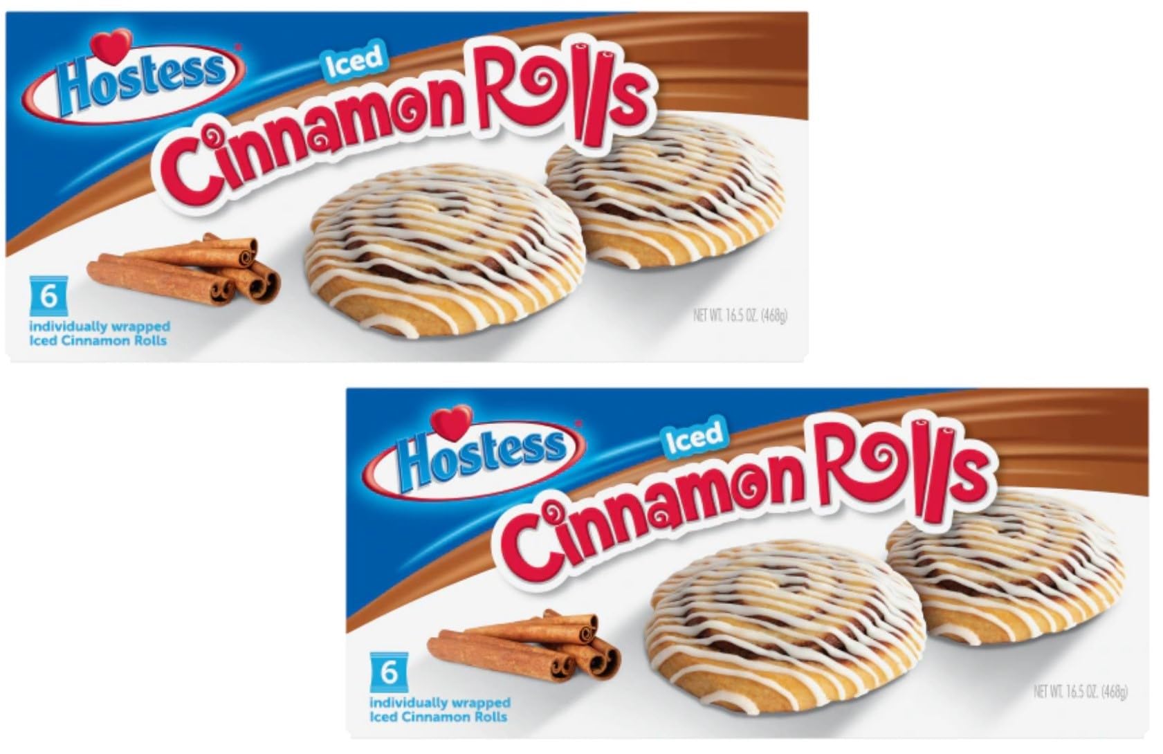GenericIced Cinnamon Rolls - 16.5 Fl Oz Box - 6 Individually Wrapped Rolls - Pack of 2