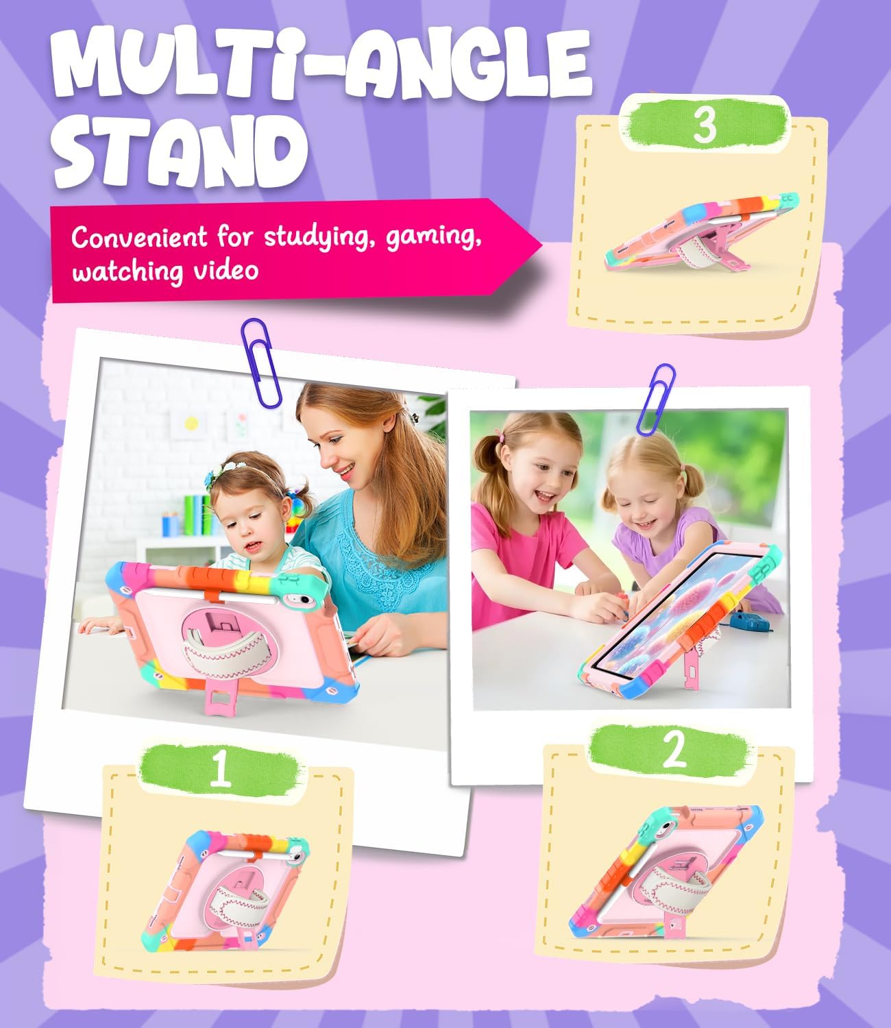 Cantis Case for iPad (A16) 11th Generation 11 inch 2025 for Girls Kids, iPad 10th Generation 10.9 inch 2022 with Screen Protector/Rotating Stand/Shoulder Strap/Pencil Holder, Camouflage+Light Pink