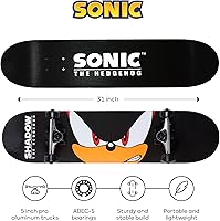 Vista 2 de Sonic Character Skateboards - Monopatín Cruiser con rodamientos ABEC 5, cubierta duradera, ruedas lisas