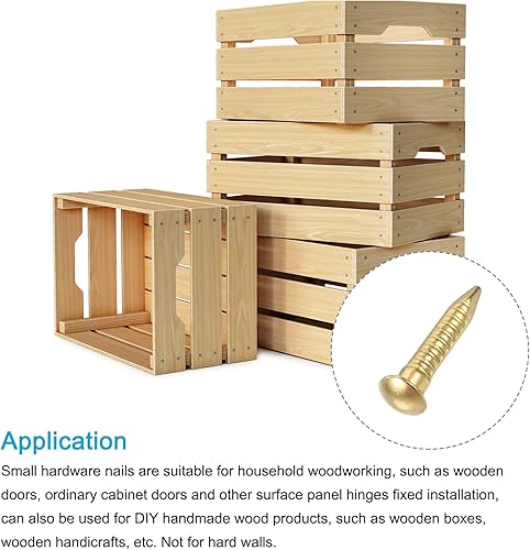 Vista 16 de METALLIXITY Uñas pequeñas (0.069 x 0.394 pulgadas), 200 unidades, uñas pequeñas de latón, para carpintería doméstica, tono bronce