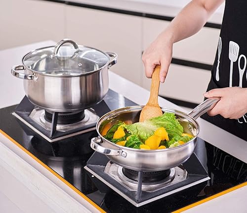 Miniatura 2 de W Home Heim Concept - Juego de utensilios de cocina de acero inoxidable listos para inducción con tapa de vidrio, juegos de utensilios de cocina