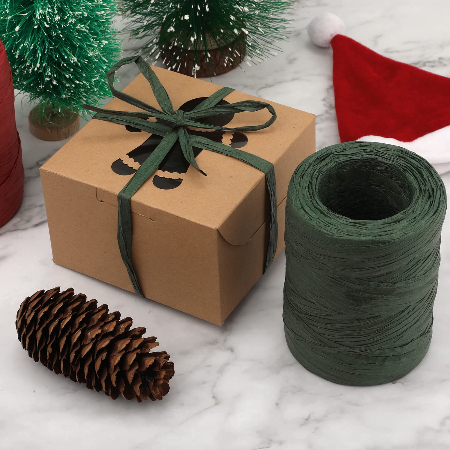 G2PLUS 120M Raphia Papier,Ruban de Papier de Raphia Coloré de 6 Plis,Naturel Rafia Bobine pour Emballage de Cadeaux,Décoration