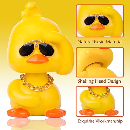 Miniatura 2 de Adornos de pato con cabeza temblorosa, paquete de 2 decoraciones divertidas de pato para tablero de automóvil, accesorios de decoración interior de