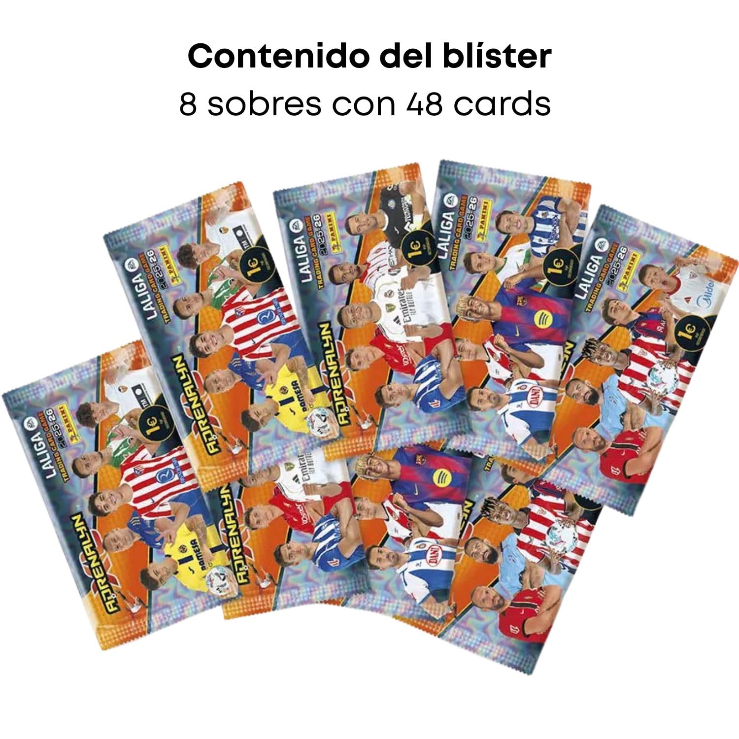 Panini Adrenalyn LaLiga 2025-26, Megapack Edición Básica con 8 sobres adiciones, Álbum Premium con Cartas Exclusivas, Trading Card Game y Deckbox de Regalo para repetidas