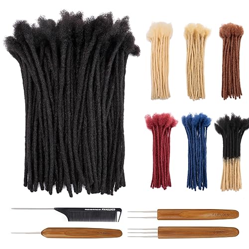 Extensiones de cabello 100% humano de 6 pulgadas, 0.2 in de ancho, 30 hebras hechas a mano, extensiones de rastas permanentes para mujereshombres,