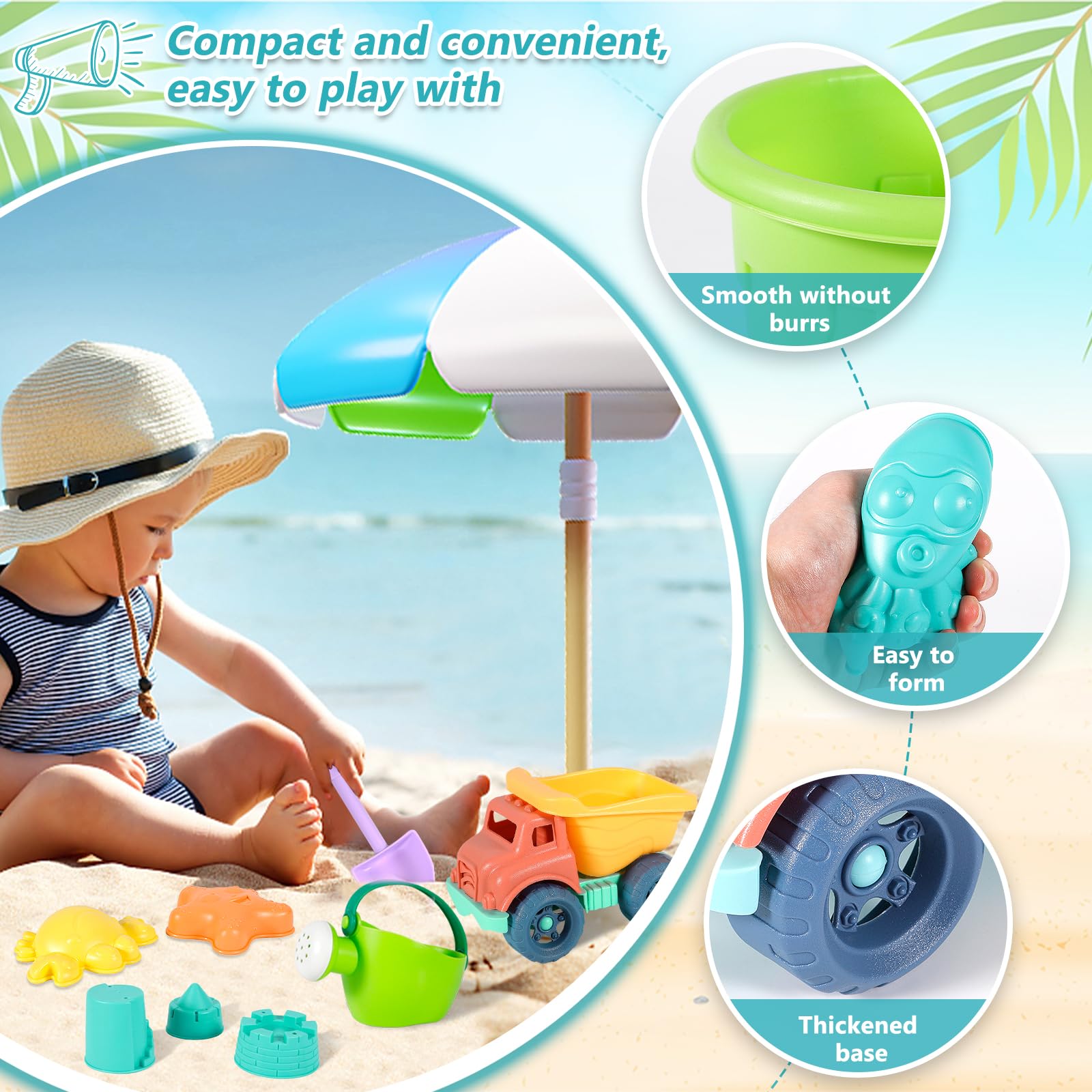 FAMKEEP Jouet de Plage 26 Pièces,Kit de Jeu de Plage Enfant avec Sac en Filet pour Enfants avec Seau Plage,Pelles,Râteaux,Arrosoir Jouet de Sable Enfant pour Bac a Sable Intérieur Extérieur