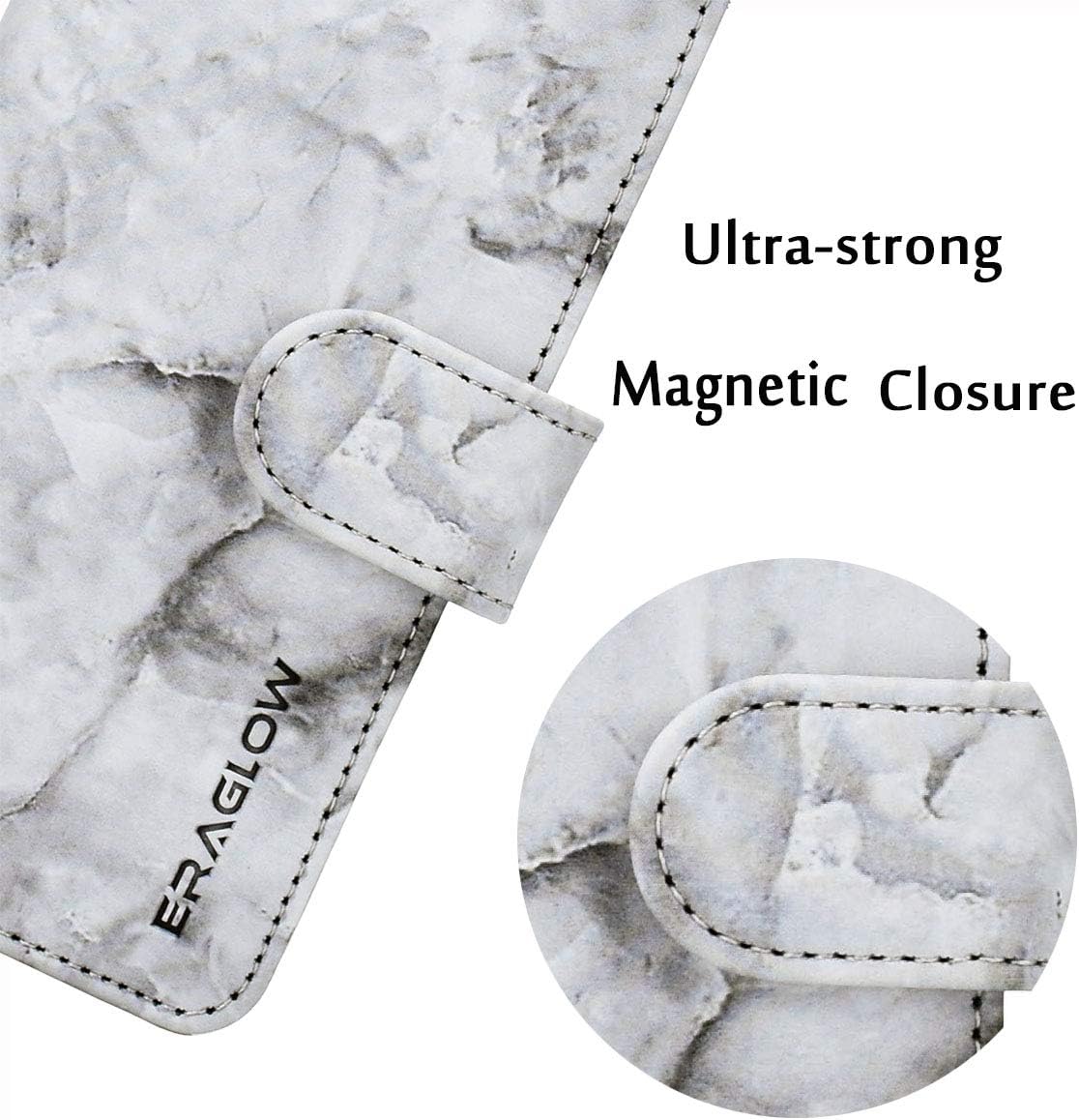 ERAGLOW Galaxy S10 Wallet Case, Galaxy S10 Case, Premium PU Leather Wallet Flip Protective Phone Case Cover w/Card Slots & Kickstand for Samsung Galaxy S10 6.1"(Marble Gray)