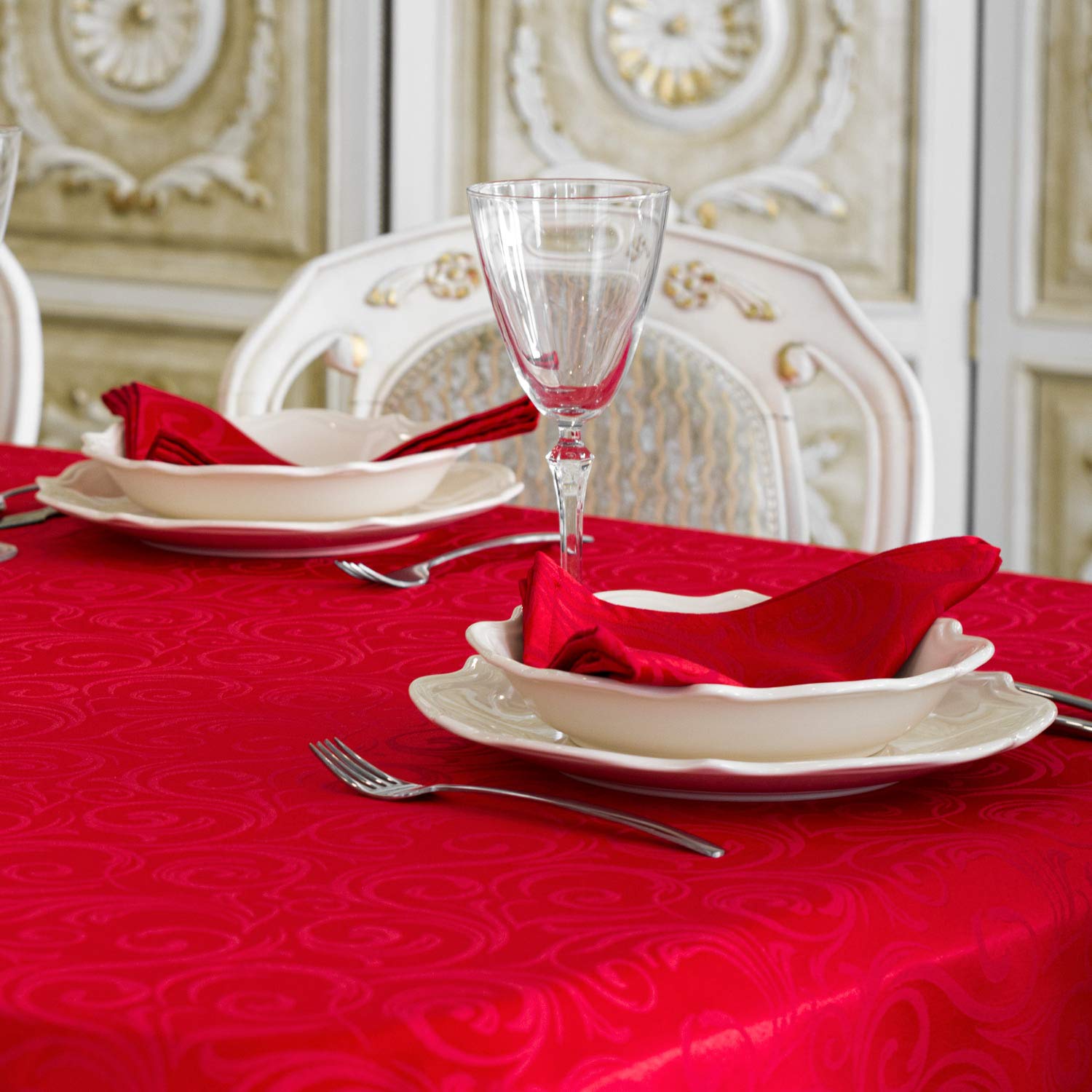 BGEUROPE Mantel - Antimanchas - Rojo - Ref. Lyon - 150cm x 350cm