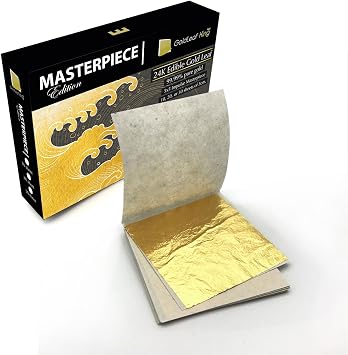 24K Edible Gold Leaf Sheet 99.99% GoldleafKing Masterpiece Edition 10, 20, 30 Sheets Pack | 2 inches | 5x5cm Impulse Masterpiece Masterpiece Edition - 10 Sheet