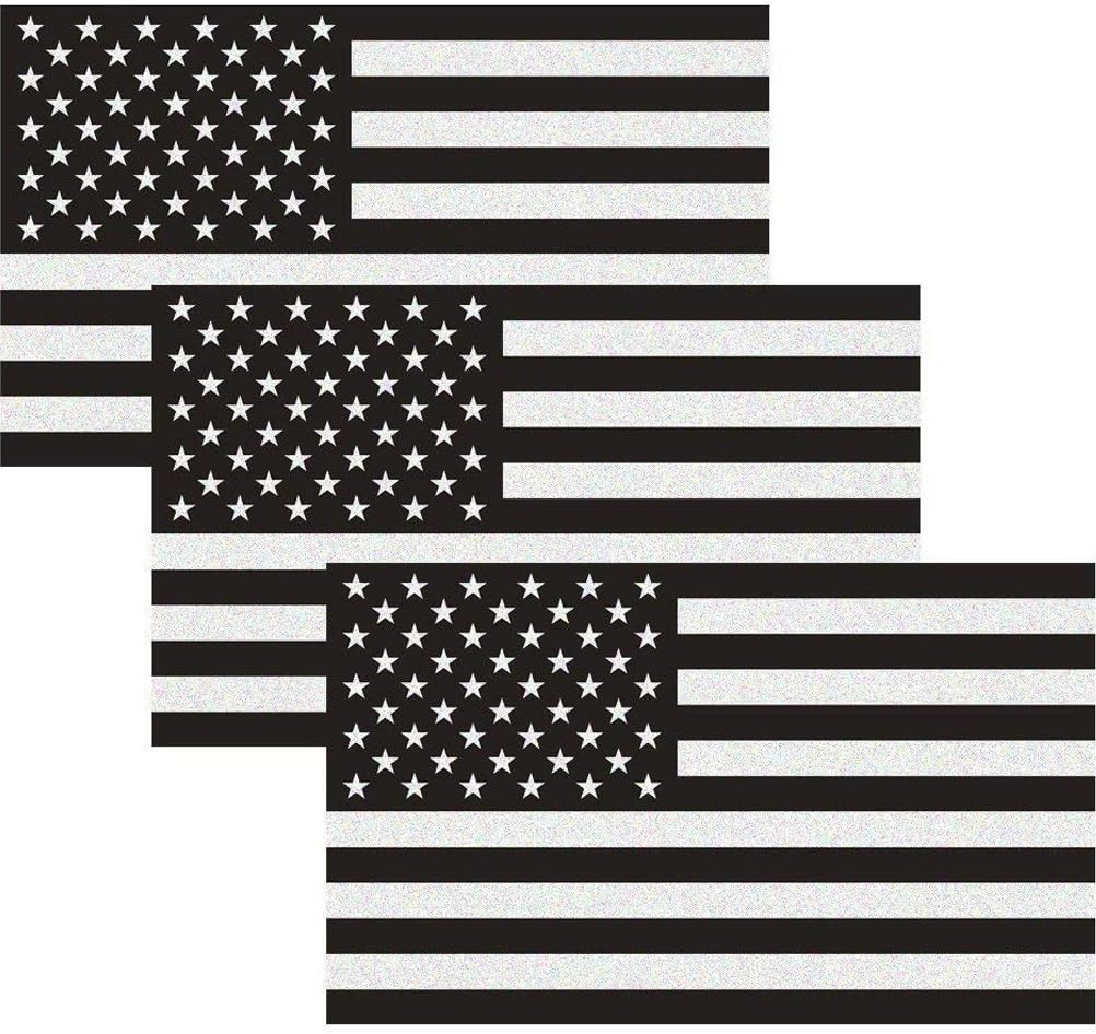 Reflective Subdued American Flag Sticker 3" X 5" Tactical Military Flag USA Decal Great for SUV, Hard Hat, Car Vinyl Window Bumper Decal Sticker (3-Pack)
