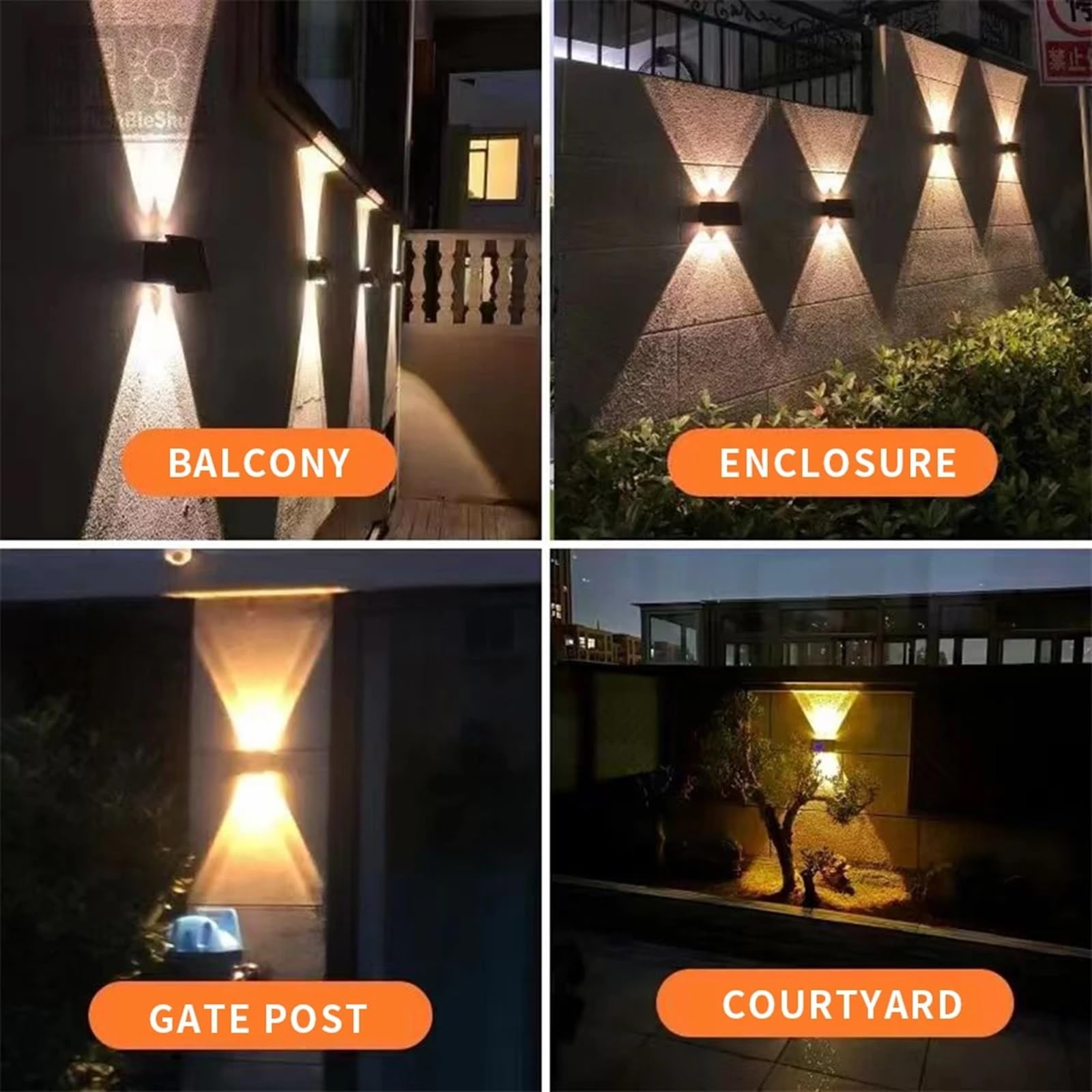 Zewnętrzna lampa solarna Led Lampa odblaskowa Wall Washer Potężna słoneczna lampa ścienna 1 sztuka, SAGESWA, 4led