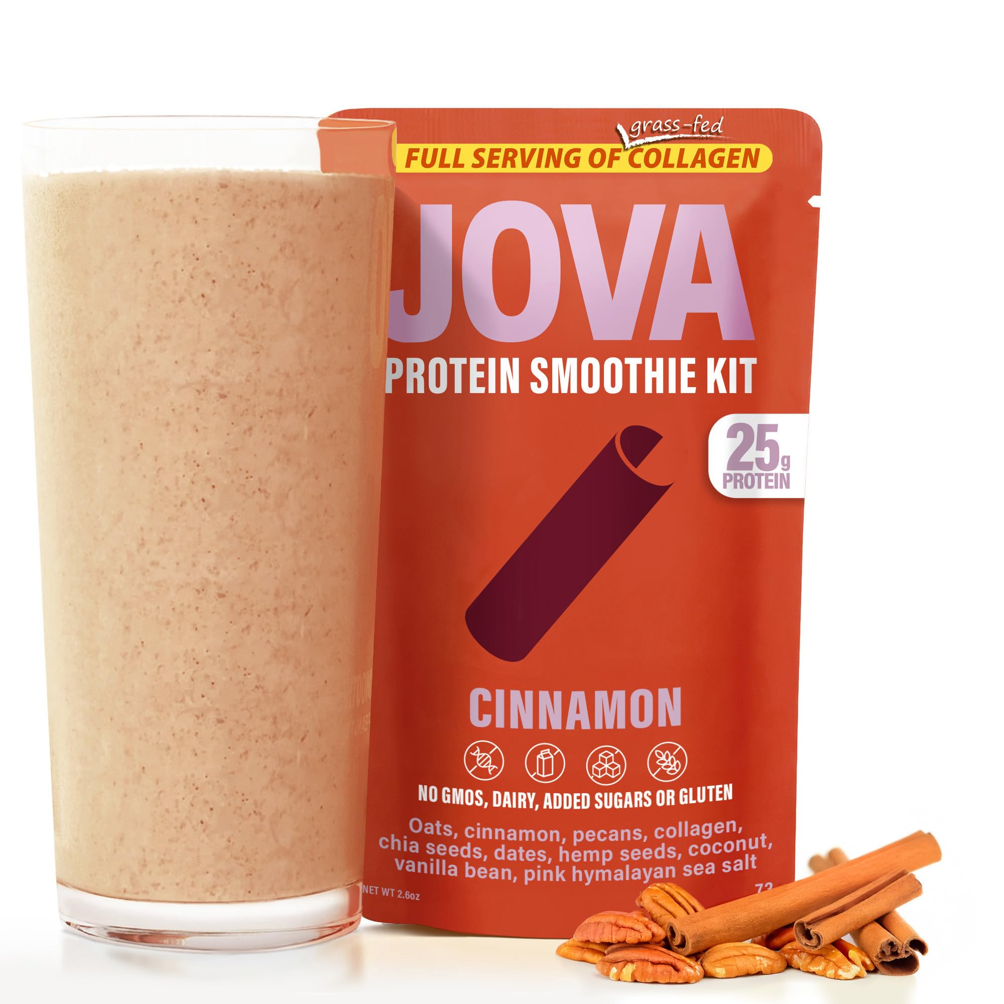 JOVA Cinnamon High Protein & Fiber Shake Kit – Real Food Nutrition for GLP-1-Friendly Diets, 25g Protein, 9g Fiber, Ready in 1 Minute, No Added Sugar,