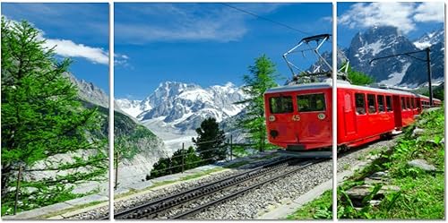 Glacier Mont Blanc Express Chamonix France Large Wall Art Decor Canvas Wall Art Paintings Pictures for Bedroom Above Bed Living Room Decoration