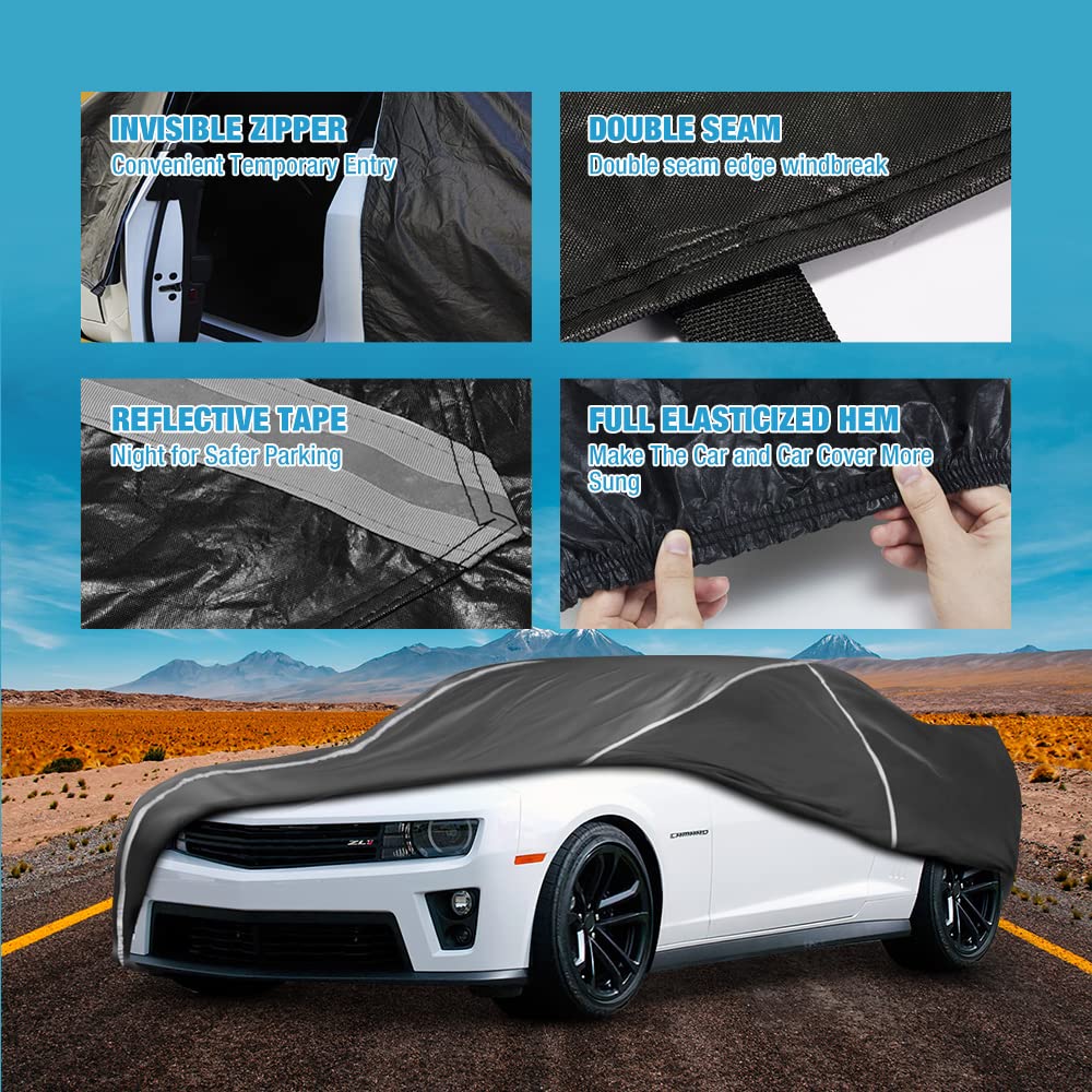 Waterproof Car Cover Compatible for Chevy Camaro 2010-2024 All Weather 6 Layers Full Car Cover with Storage Bag — view 3