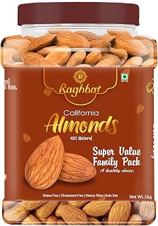 Raghbat 100% Natural Premium California Almonds 1Kg |Premium Badam Giri | High in Fiber |Whole Natural Badam | Rich in Pro Price In India