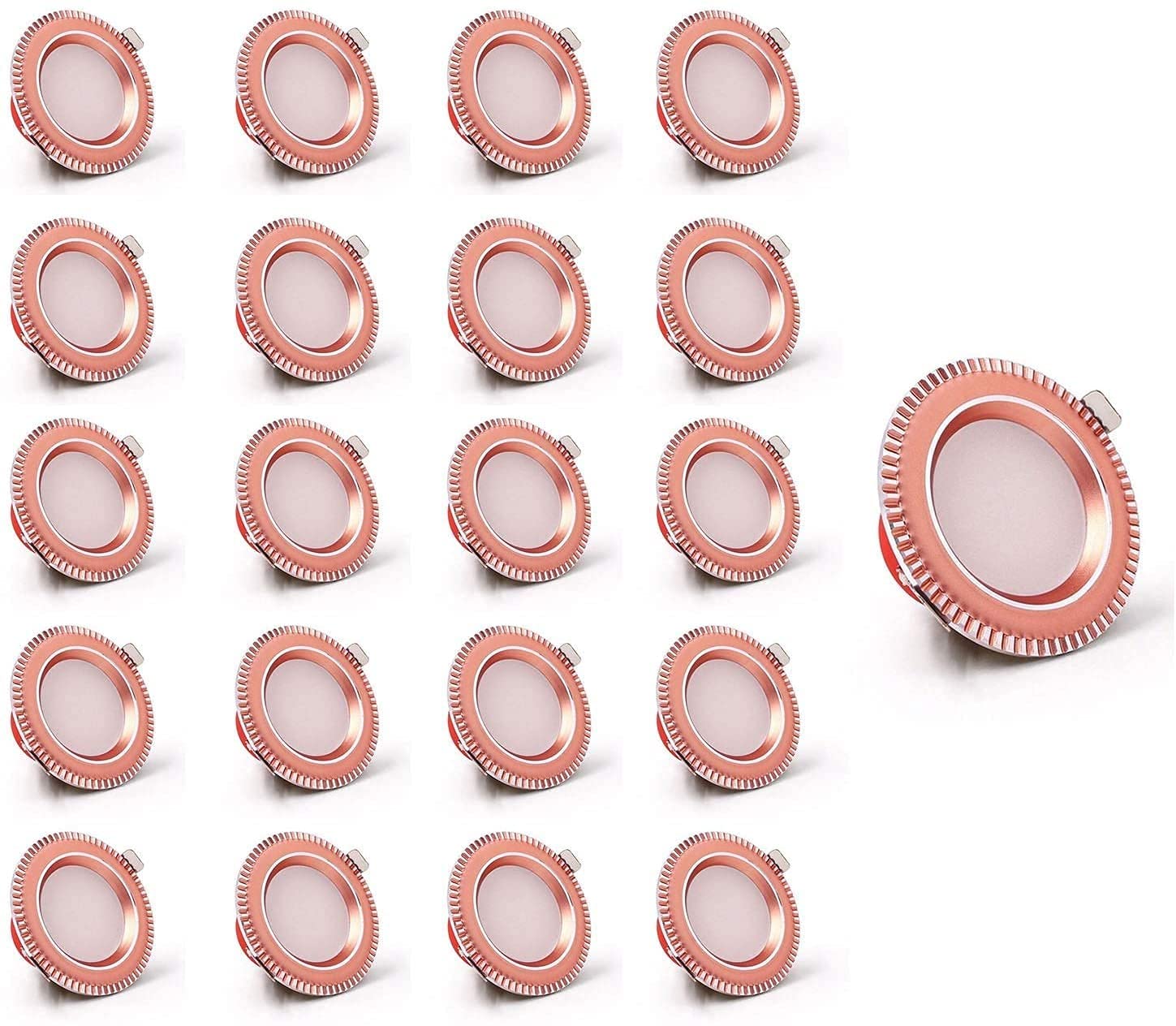 Pendant Lights 20 Pieces LED Recessed Ceiling Spotlight 9 W, 60 mm Hole Cut Not Fireproof, Recessed Spotlights Compatible with Bathroom Hallway Stage Fixture Office Lighting R(6500k)