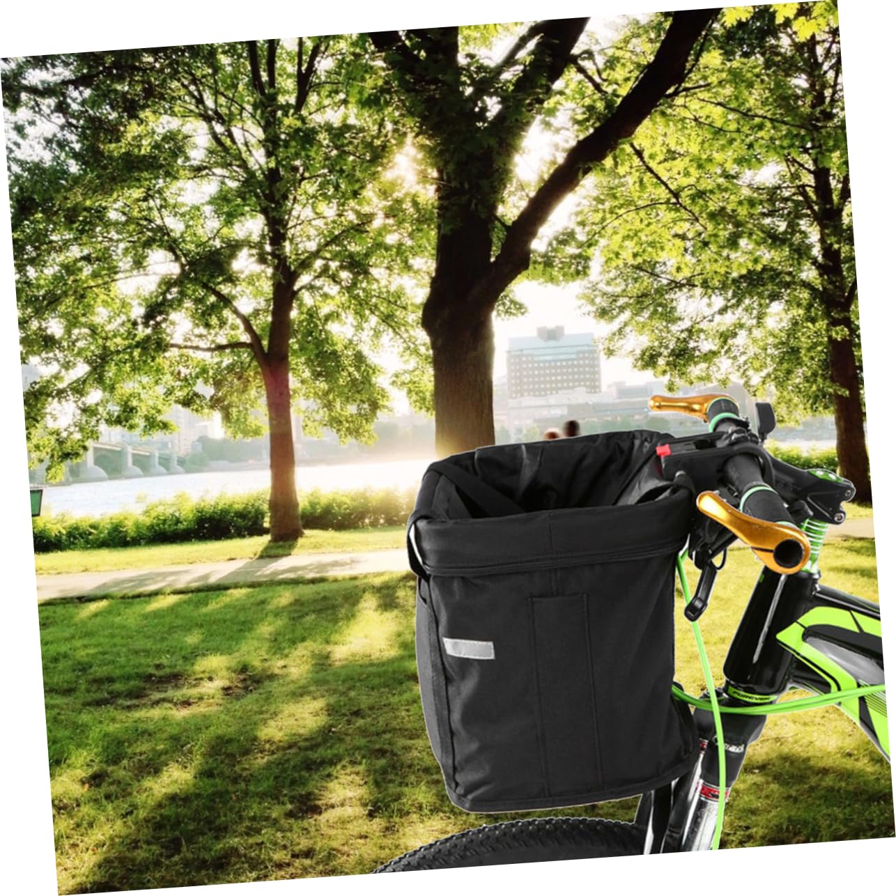 ibasenice Cestino Bici Pieghevole Oxford Nero capacità Ampia e Struttura Sottile in Alluminio, Resistente e Elegante per Bicicletta Elettrica