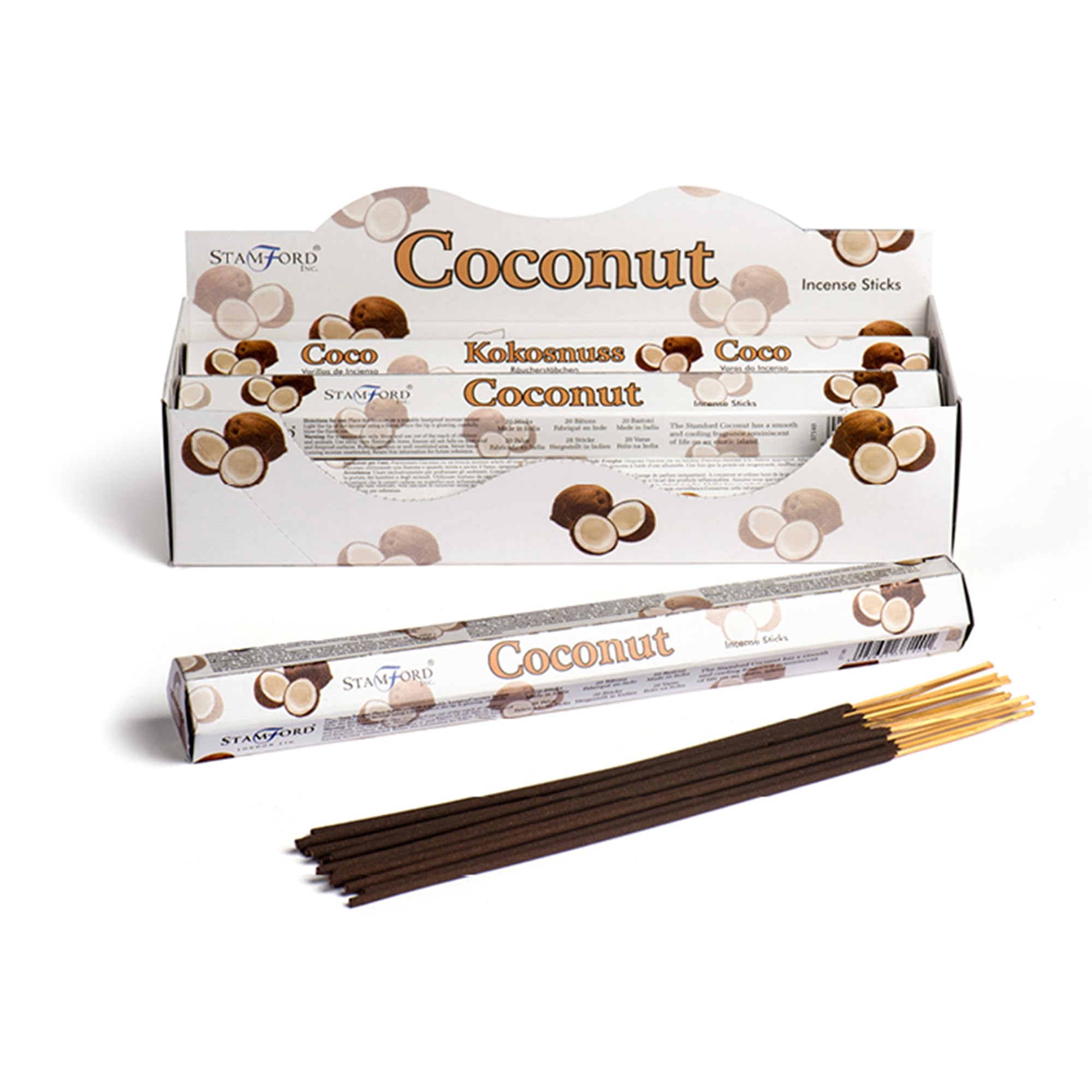 Stamford Premium Incense Sticks 20 Sticks x 6 Packs, Scented Sticks for Meditation & Relaxation, Lavender, Sandalwood, Vanilla, Long-Lasting Fragrance (Coconut) — image 1