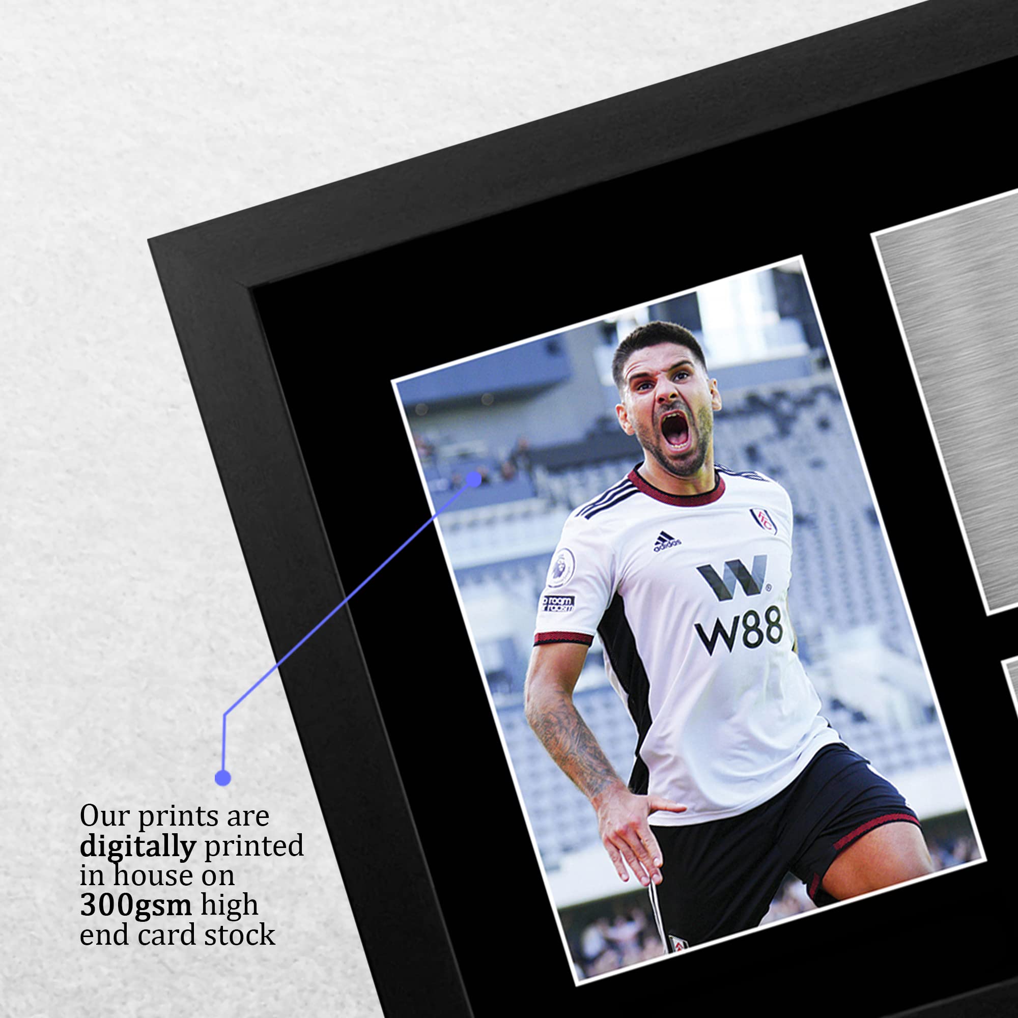 HWC Trading FR A4 Aleksandar Mitrovic Fulham Cadeaux imprimés photo autographe signée pour les fans de football et les supporters - A4 Encadré