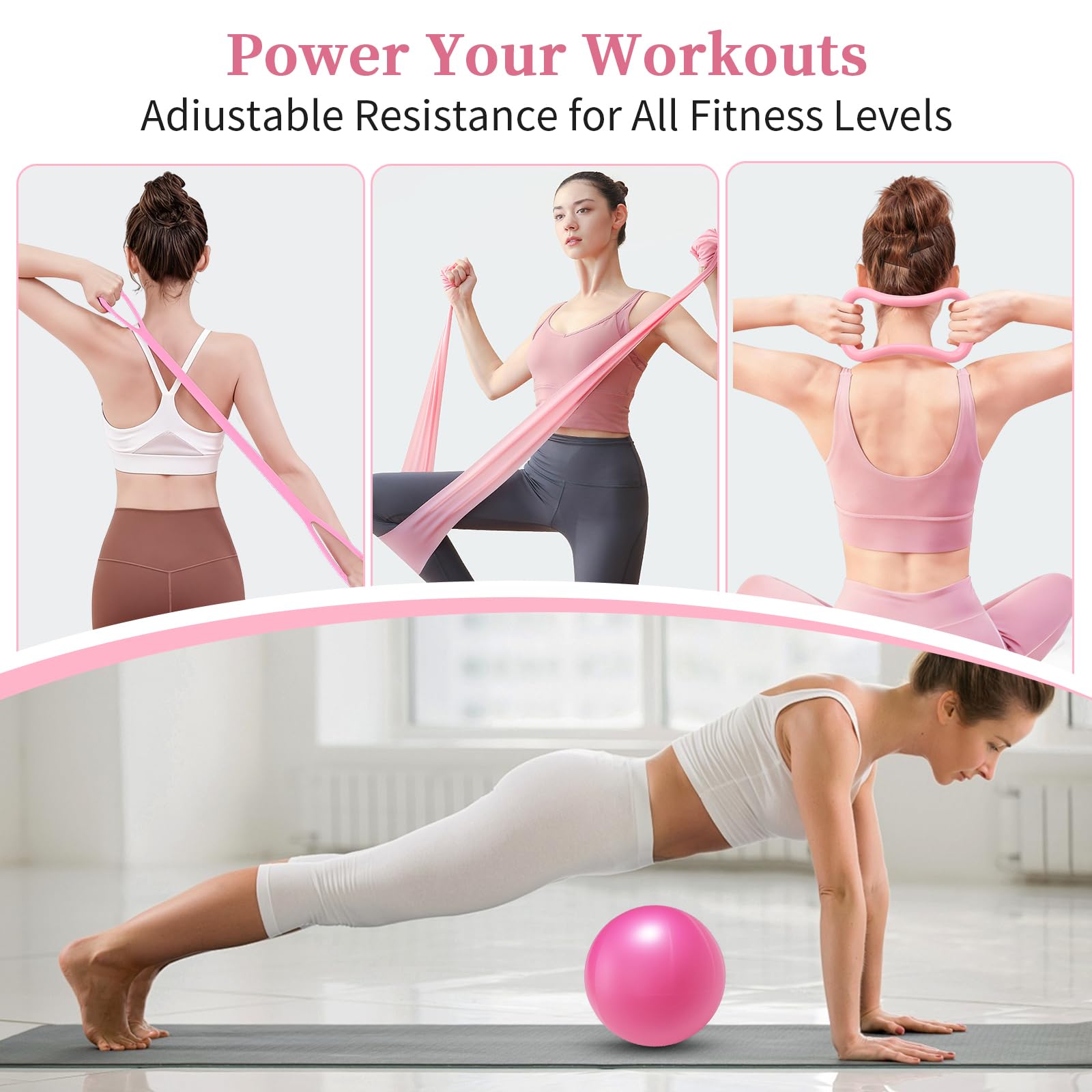 10-teiliges Pilates Set Für Frauen – Mit Ball, Ring, Bändern & Tasche