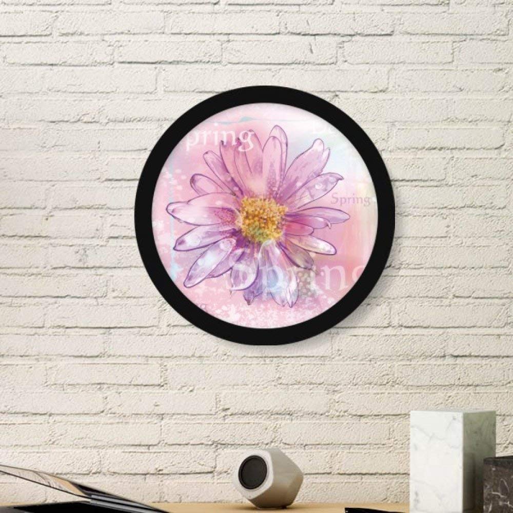 Cadre photo rond en bois de qualité avec motif fleur aquarelle