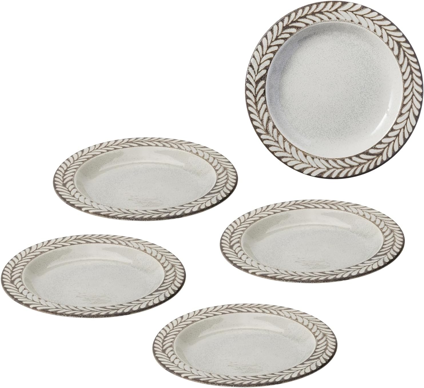 Mino Ware 506-02 Dish Serving Plate, Set of 5, Diameter Approx. 6.3 inches (16 cm), Microwave and Dishwasher Safe, Tableware, Blow, Gray, Made in Japan