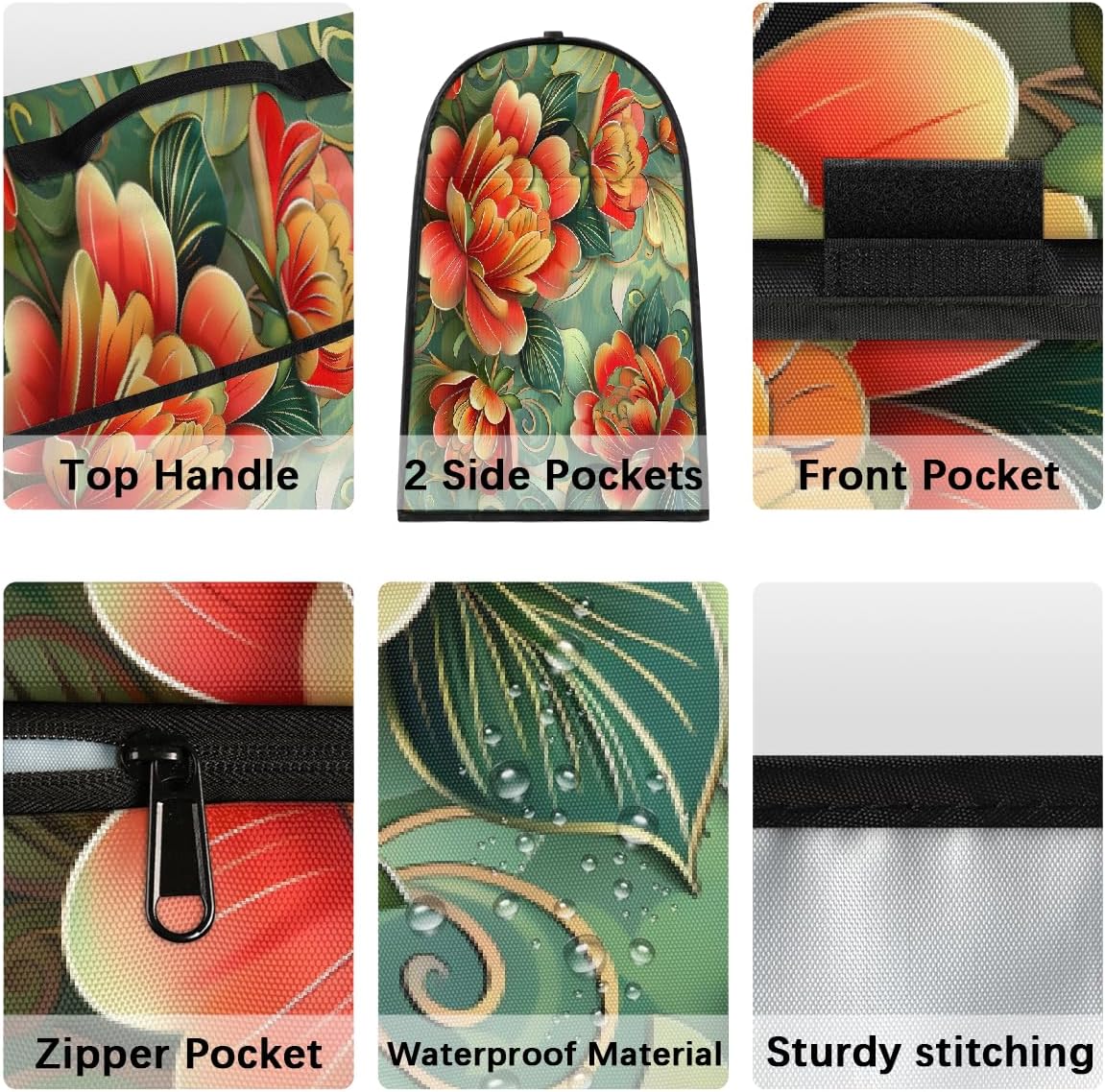 Flower Red Green Leaf Kitchen Aid Cover Stand Mixer Dust Covers Compatible with 6-8 Quarts Washabled Stand Mixer Cover Zipper Pocket and Handle for Various Kitchen Appliance Accessories