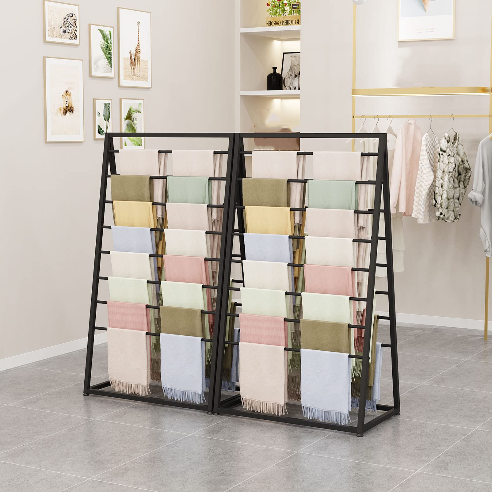 Schalhalter, Bodenständer für Schrankaufbewahrung, Metallrohrregal, Hosenbügel, für Einzelhandel, Decken-Organizer