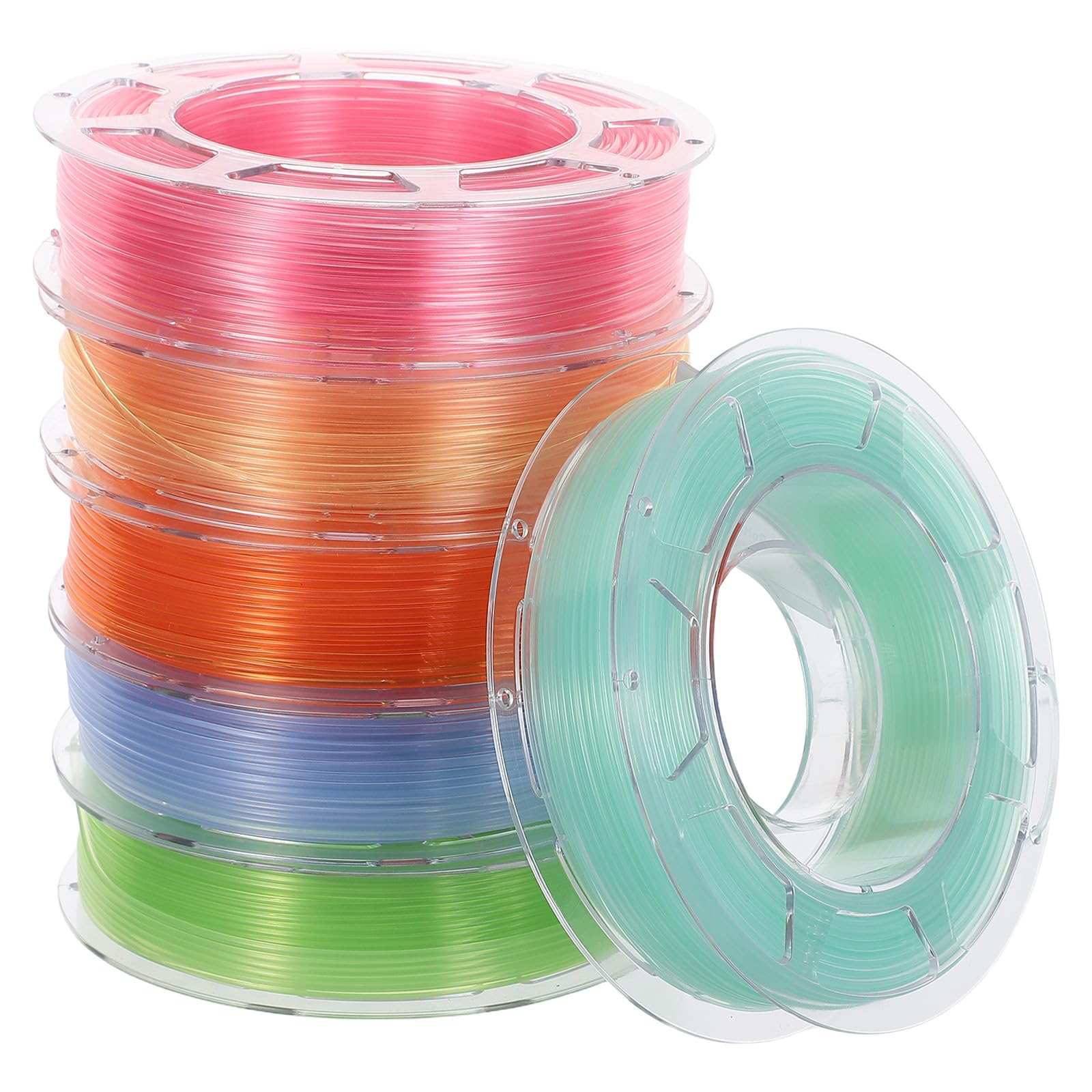 ibasenice 6 rollos de filamento PLA translúcido pastel de 1,75 mm - Paquete de filamento PLA multicolor transparente de 200 g - Suministros para impresión 3D para oficinas, escuelas y proyectos