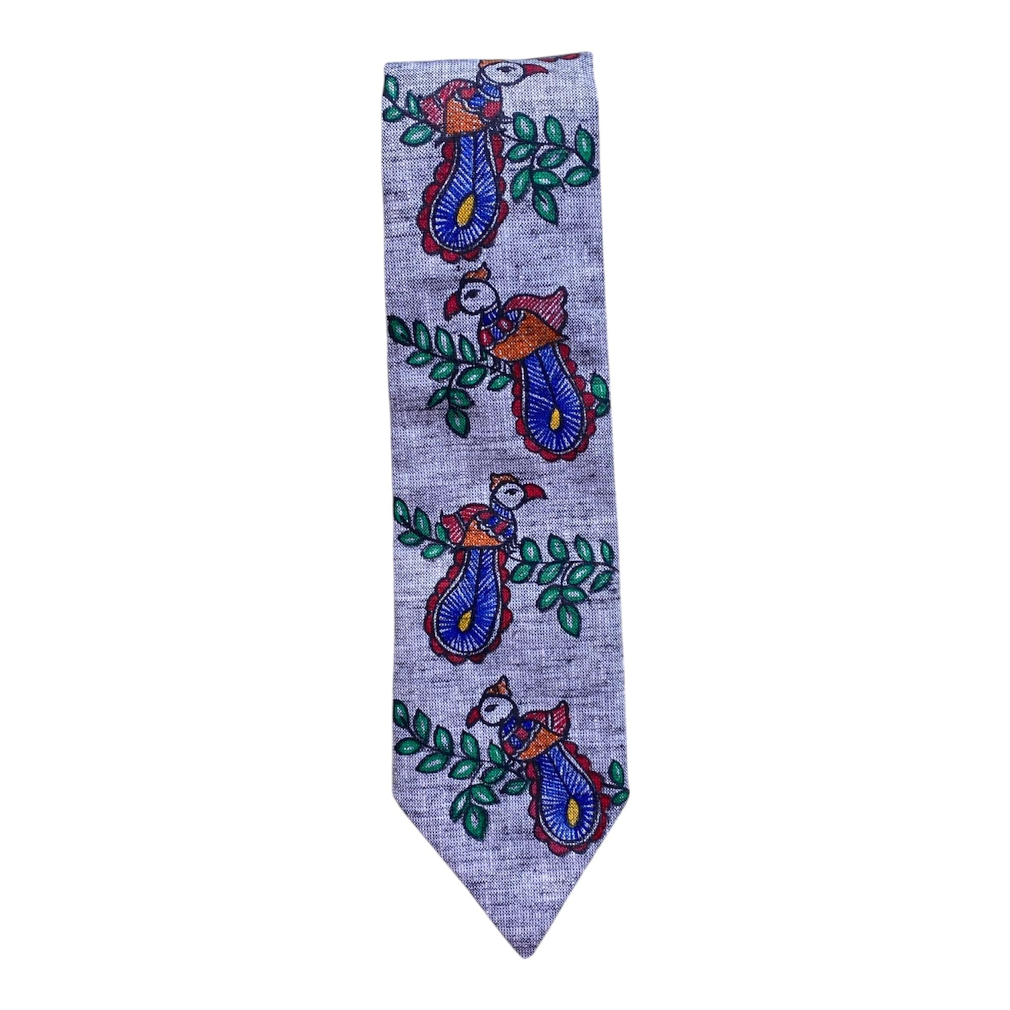 Shrijay Handicraft Pure Cotton Handmade madhubani Tie Multi Colour Elegance for Formal and Business Wear, Handcrafted, Handpainted, Handmade (Size standard)-picture-44