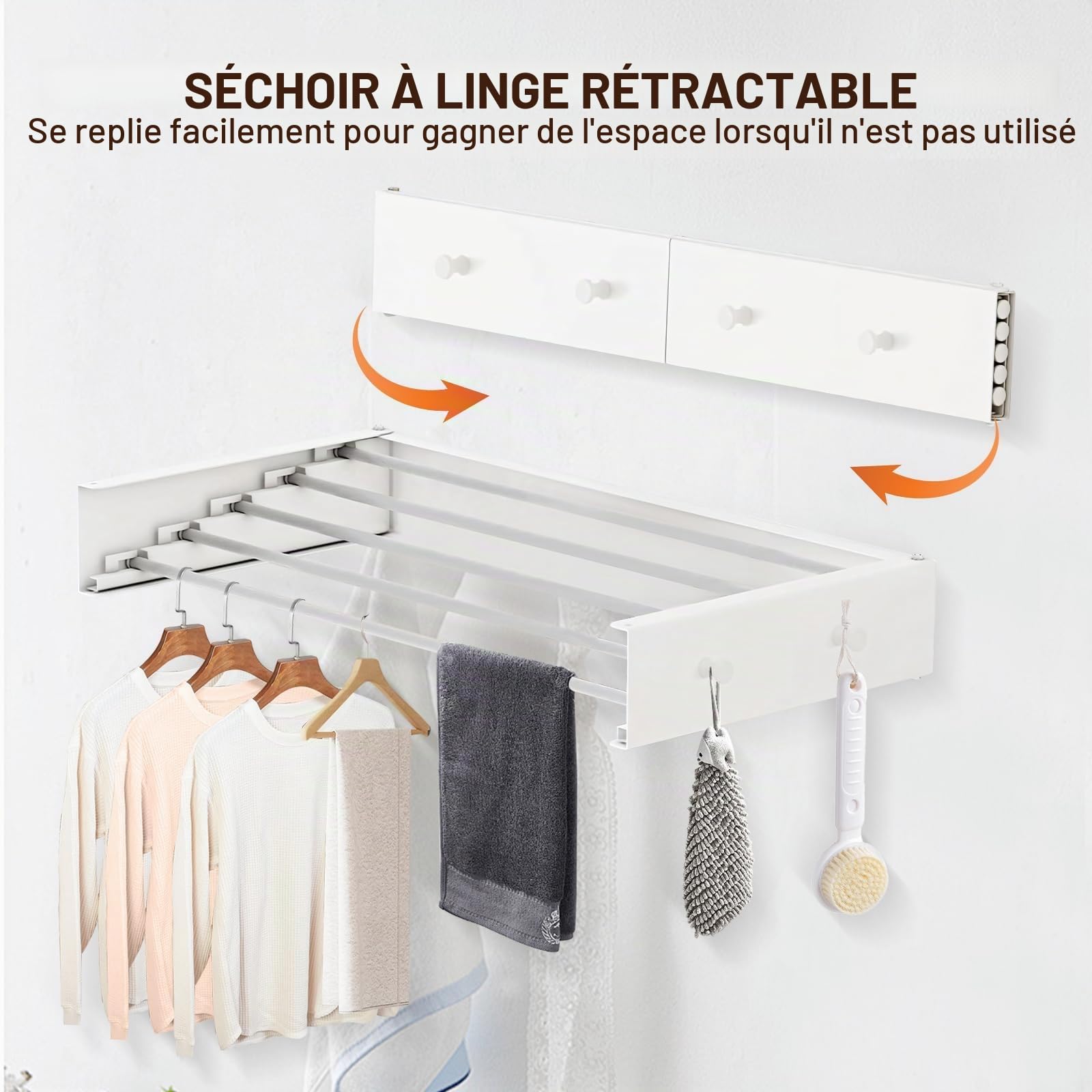 Support de séchage Mural Pliable pour vêtements