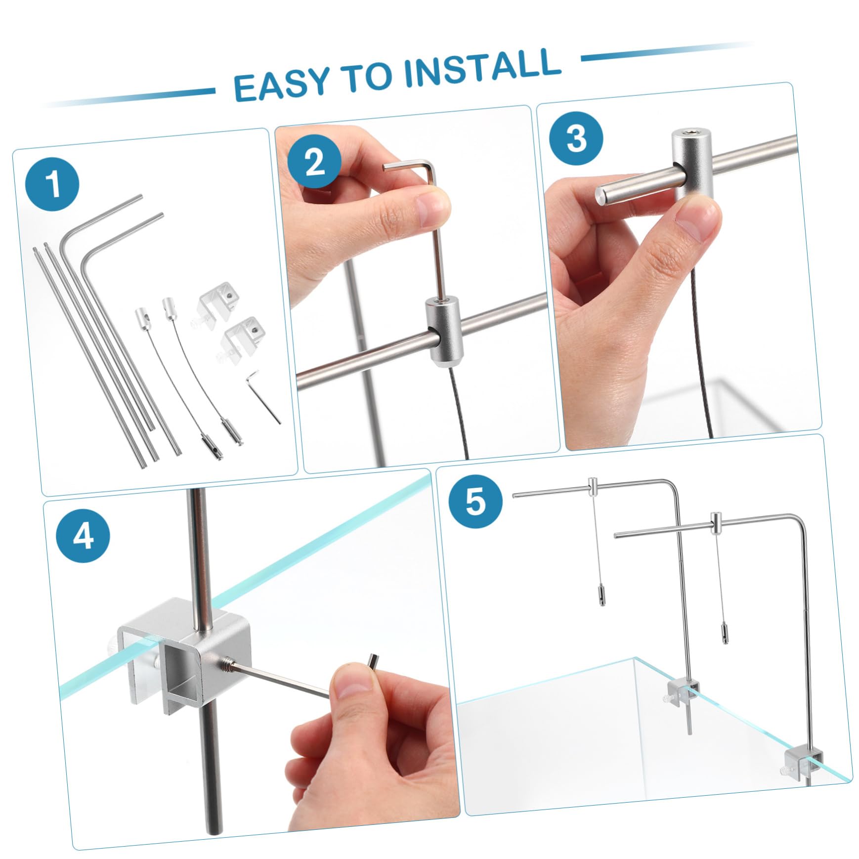 LIFKOME Soporte Ajustable para Luz de Acuario Bastidor de Aluminio Plateado, Estante Duradero para Instalar Luz en Peceras y Alimentar Peces