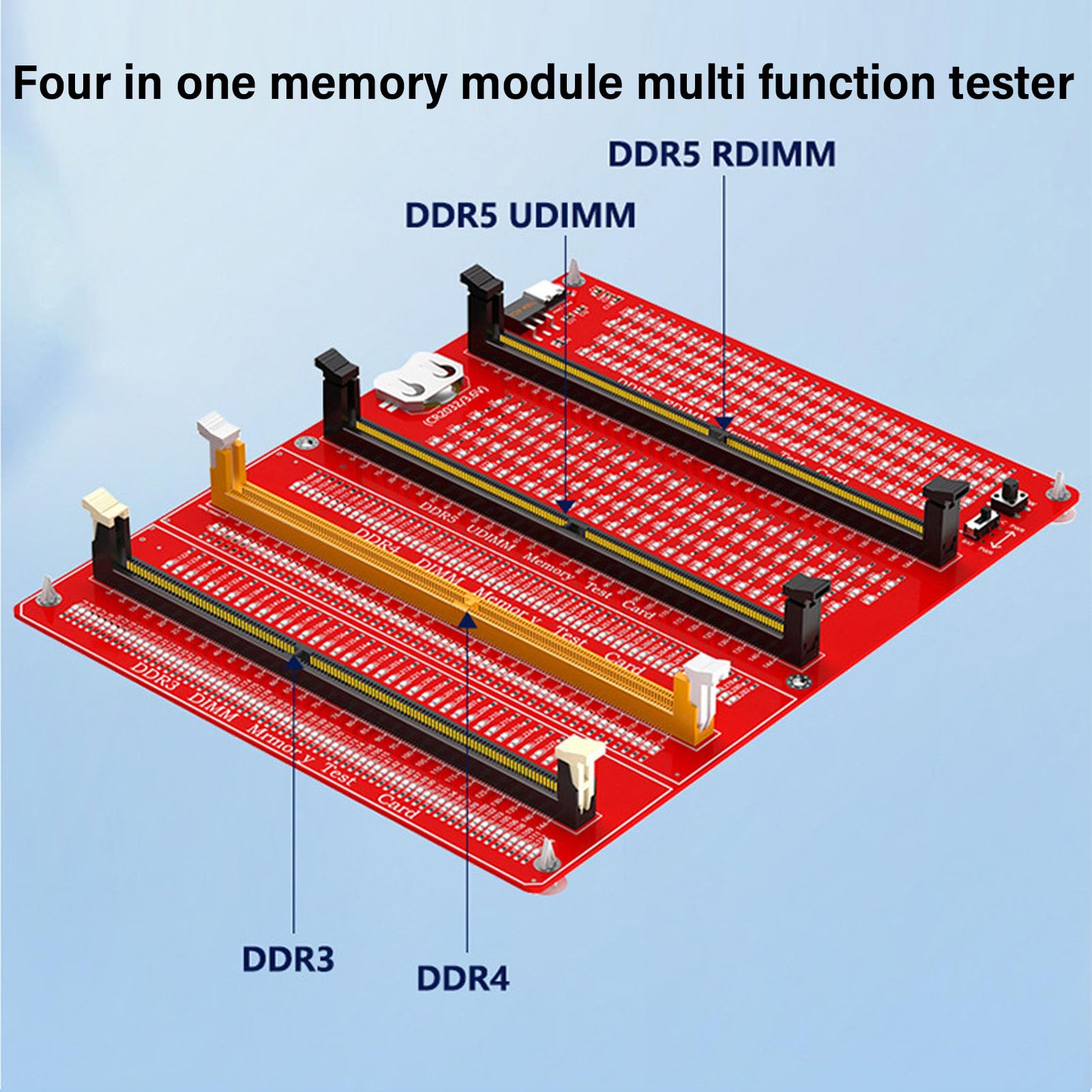 Cuifati DDR5 DDR4 RAM Memory Tester Card 4 in 1 Diagnostic Analyzer with LED Light, for Laptop Desktop and Server Computers for DDR5 DDR4 Memory Maintenance - 5