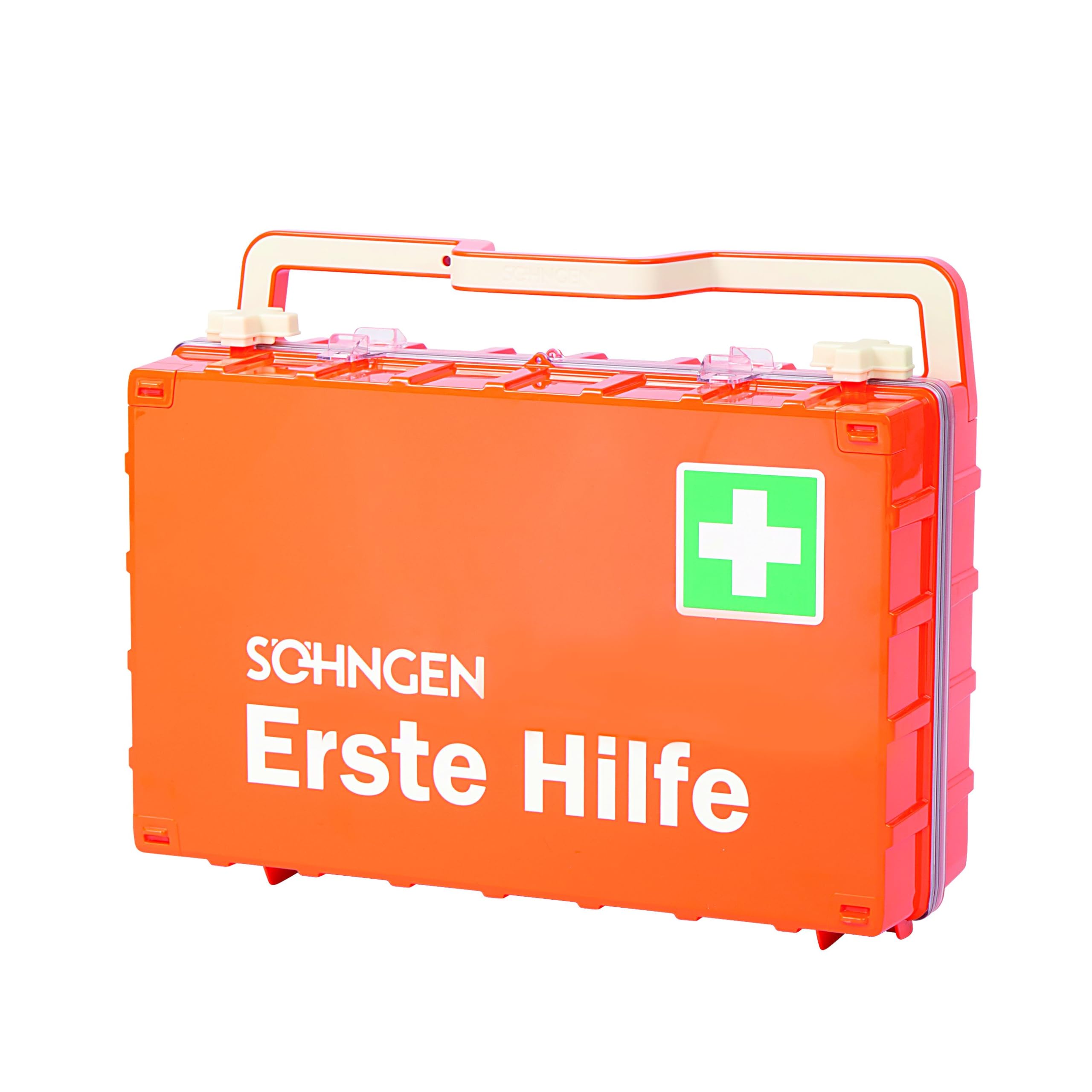 Söhngen Dynamic Glow L (erste Hilfe Koffer, leuchtet in der Nacht, mit Wandhalterung, Farbe orange, Maße 47 x 37 x 16 cm, bestückt, Ersthelfer) 3001400