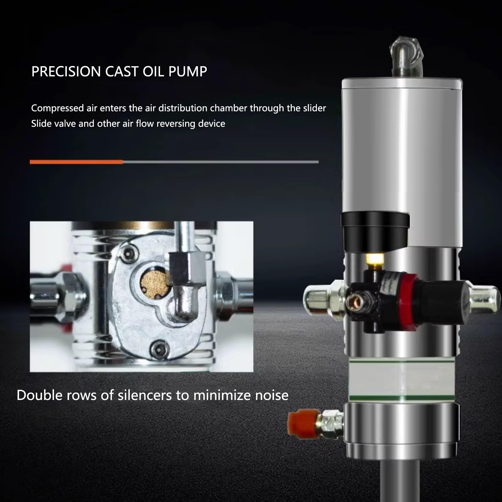 Bomba de grasa neumática con ruedas, capacidad de 12 litros, separador de aceite y agua, ideal para lubricación automotriz y maquinaria grande