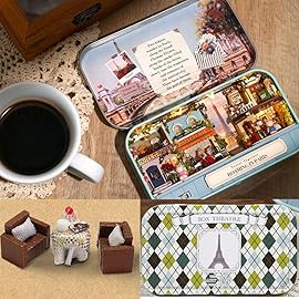 MAGQOO 3D Wooden Dollhouse Miniature DIY Doll House Kit with Furniture,1:100 DIY Box Theater Kit (Roaming in Paris)