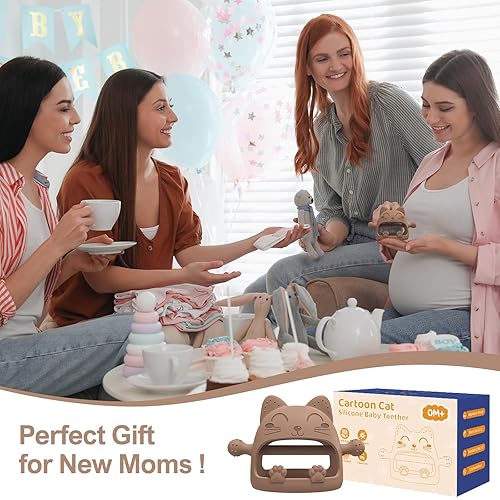 Miniatura 7 de Juguetes mordedores para bebés de 6 a 12 meses, para aliviar la dentición, mordedores de mano, guante con bonita forma de gato, regalos ideales para