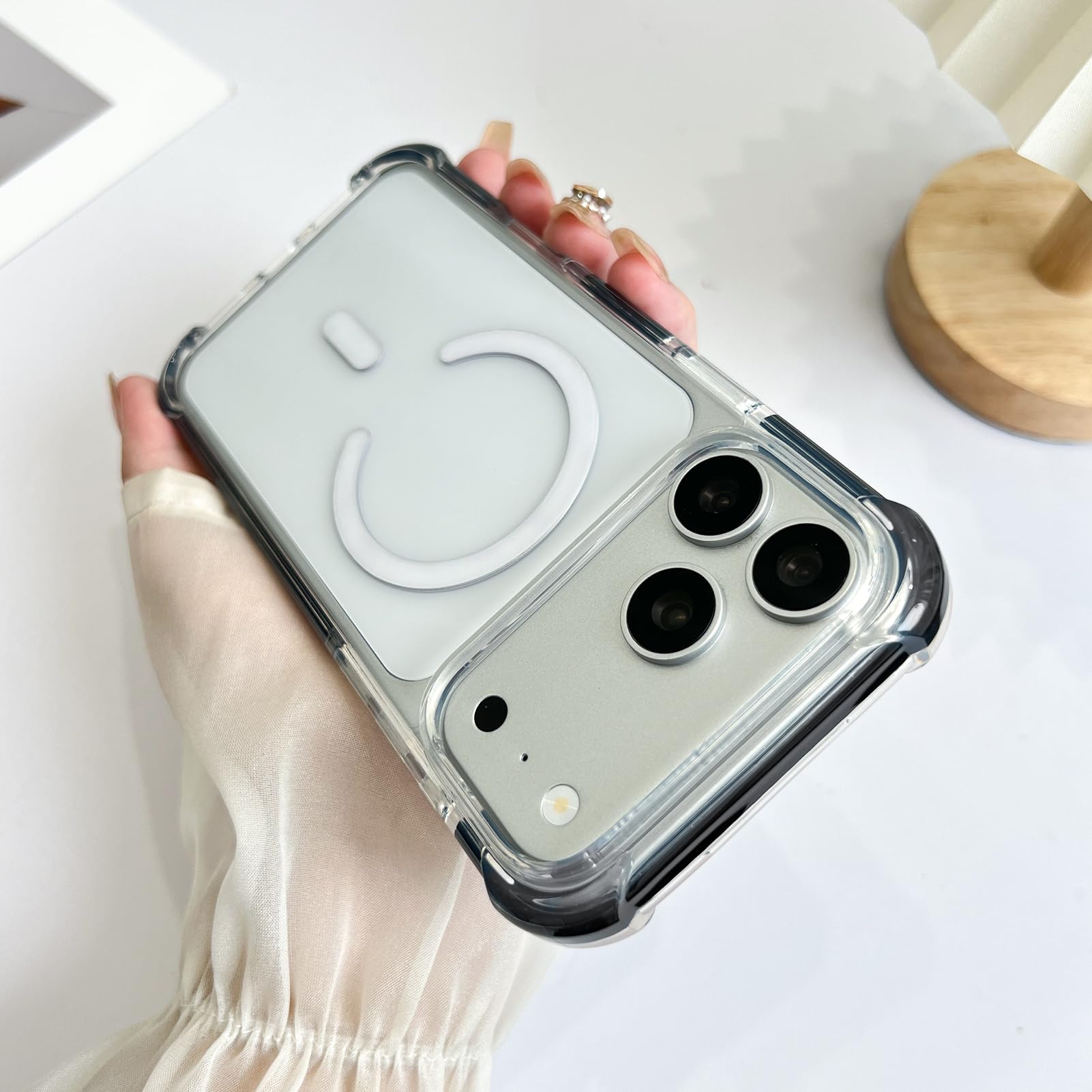 SAKUULO Custodia magnetica trasparente per iPhone 121 Pro 16 cm, nero