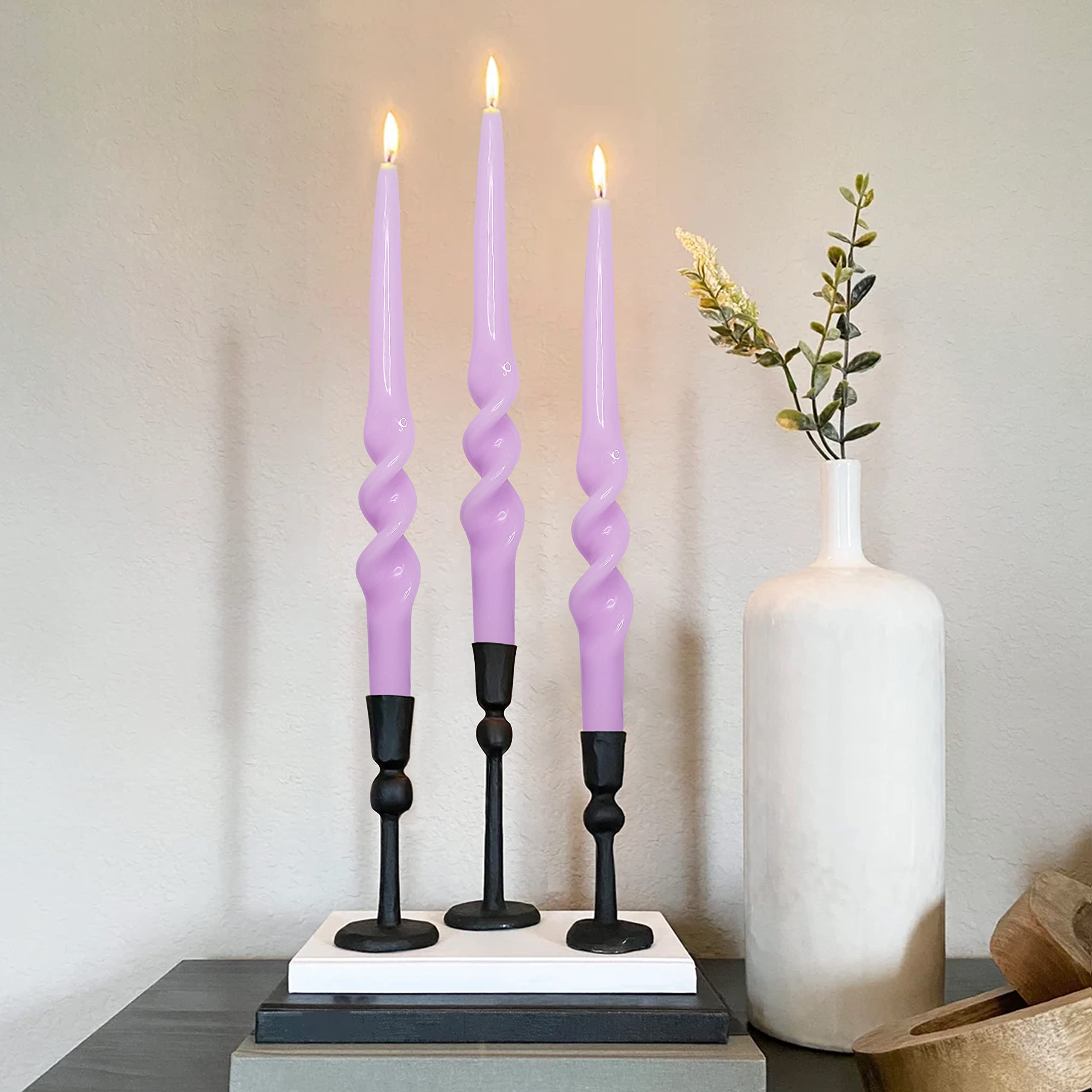 スパイラルキャンドル パープル 結婚式 ロウソク インテリア 2本 無香料 6インチスパイラルキャンドル パープル 紫 1箱12本入り ろうそく