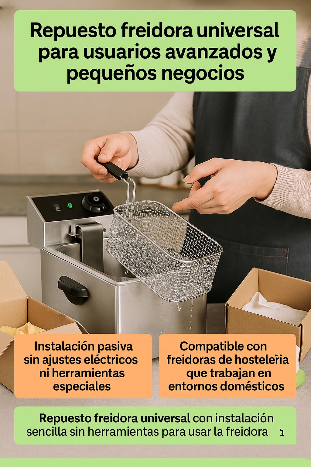 CubetasGastronorm ® Cesta Freidora 160x290x120mm Acero Inoxidable Universal compatible con Bezzera Carimali Colged Eurast Giorik Elettrobar Ims Mbm Promac Rancilio Rosinox Silko Uso Profesional