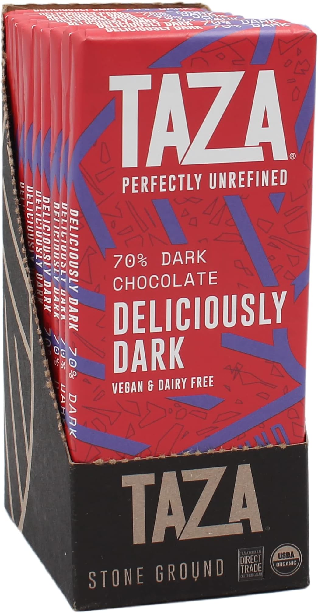 Organic Amaze Bar 70% Stone Ground, Deliciously Dark, 2.5 Ounce (10 Count), Vegan