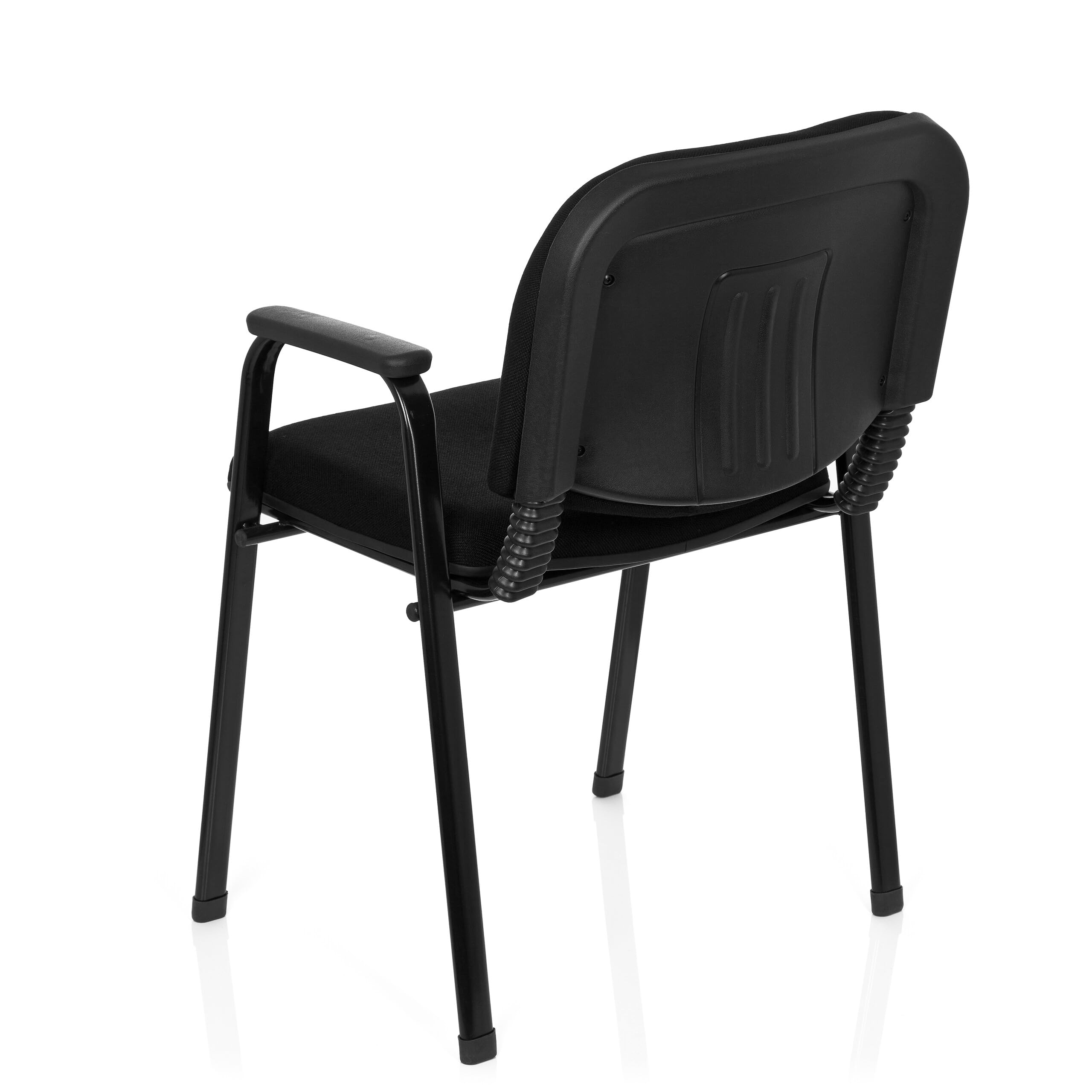 hjh OFFICE 704340 Silla de Visita XT 650 Tela Negro Silla de Conferencia tapizada con reposabrazos, apilable