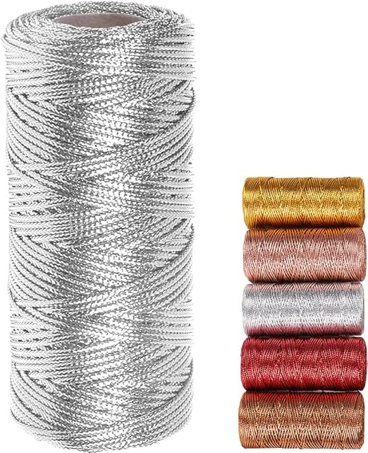 Fil D'Or Métallique 100m, Cordon Polyester, 1mm Tressé, DIY Artisanat