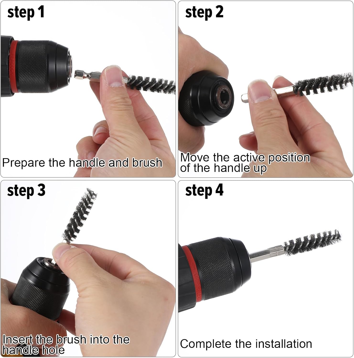 Nogeqi 4 Pack Golf Club Hosel Brush, Stainless Steel Wire Brush Cleaning Tool with Hex Shank Handle for Wood and Iron Golf Clubs, Compatible with Electric Drill