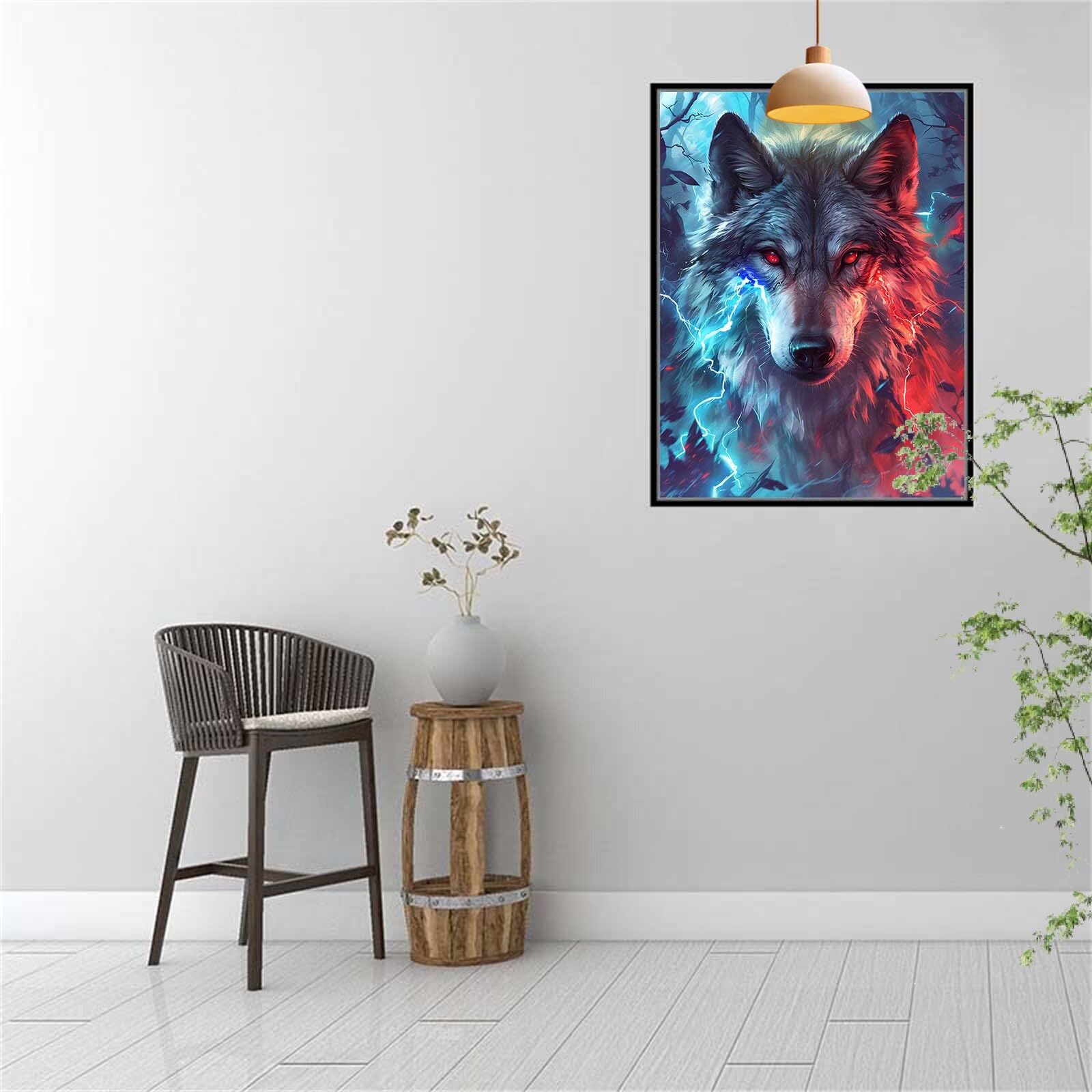 5D DIY Kit Pintura Diamante Animales,Lobo,Dibujos con Diamantes Cristal Punto de Cruz para Decoración Hogar,Diamond Painting Kit Completo,Puzzle Diamantes Manualidades para Adultos 120x160cm E660