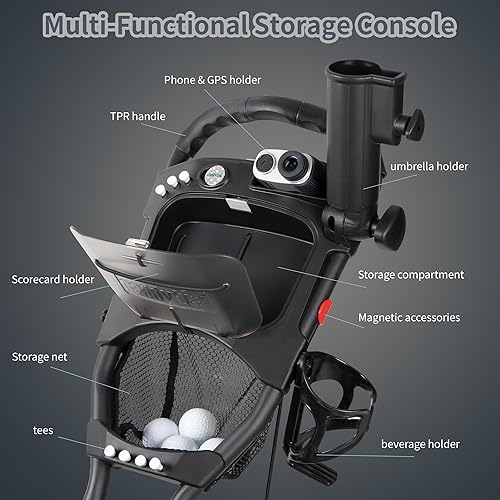 Miniatura 3 de CaddyTek - Carrito de golf con 4 ruedas, Caddy Cruiser One versión 8 1, plegable con un clic, ligero, carrito de caddie, compacto, fácil de abrir
