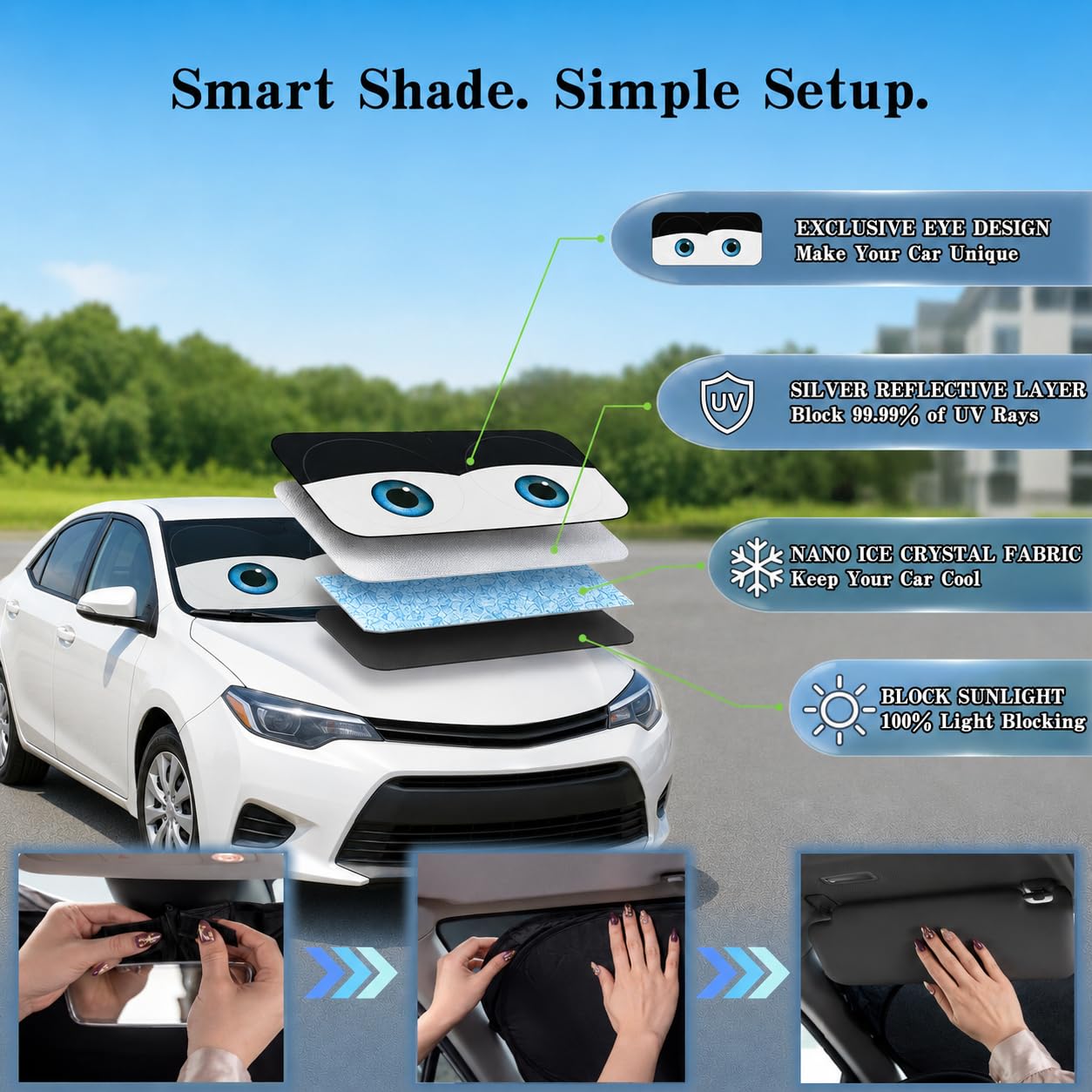 Parasol para Parabrisas de Coche, Ajuste Universal, Compacto, sedán, SUV