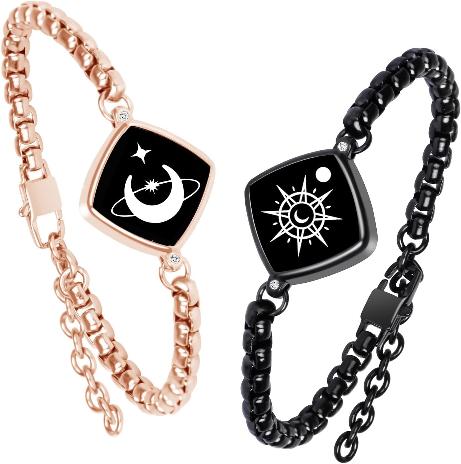PULOMI Long Distance Touch Bracelets, Light up Remote Smart Matching Couples Bracelet for Couple Long Distance Relationship Girlfriend Boyfriend Festival Gifts Lover Jewelry Set
